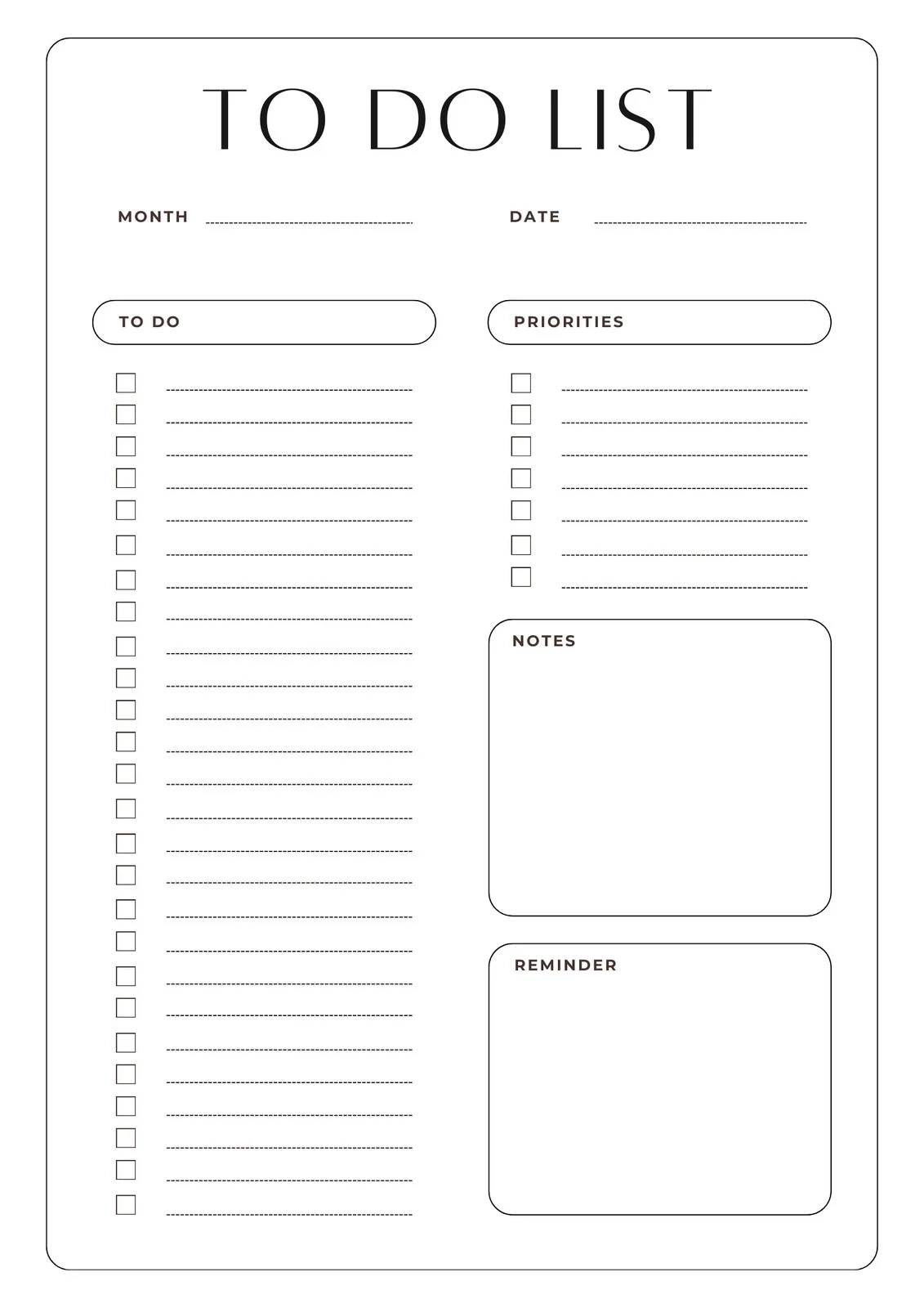 Free Printable To Do List Montly
