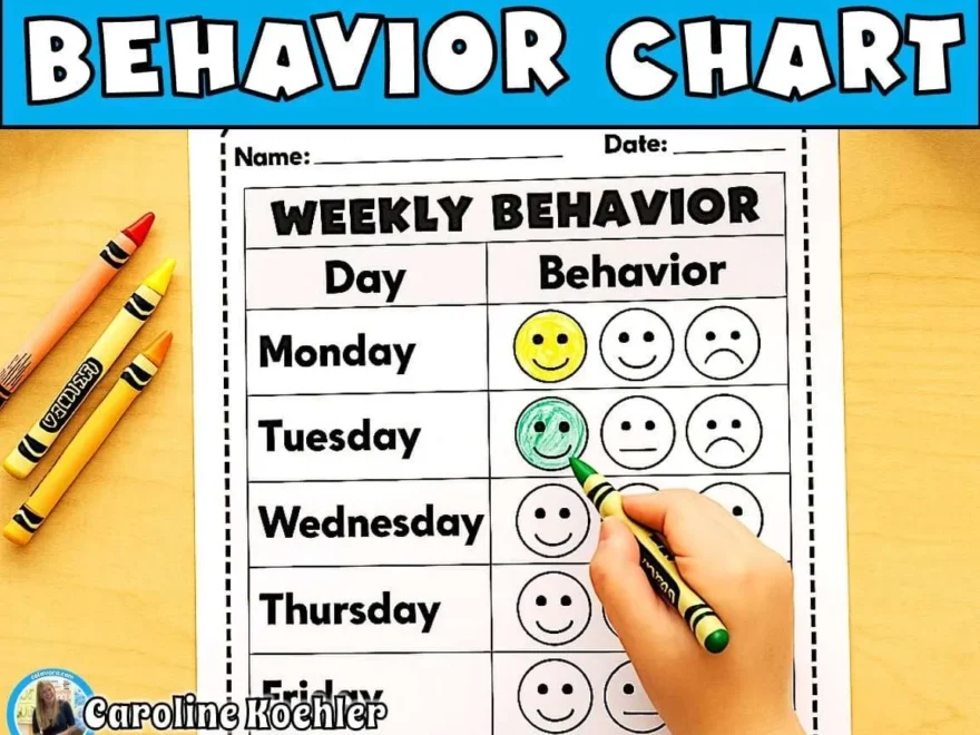 Free Behavior Chart For Individual Log Weekly And Daily Printable Charts Caroline Koehler At Celavora Education
