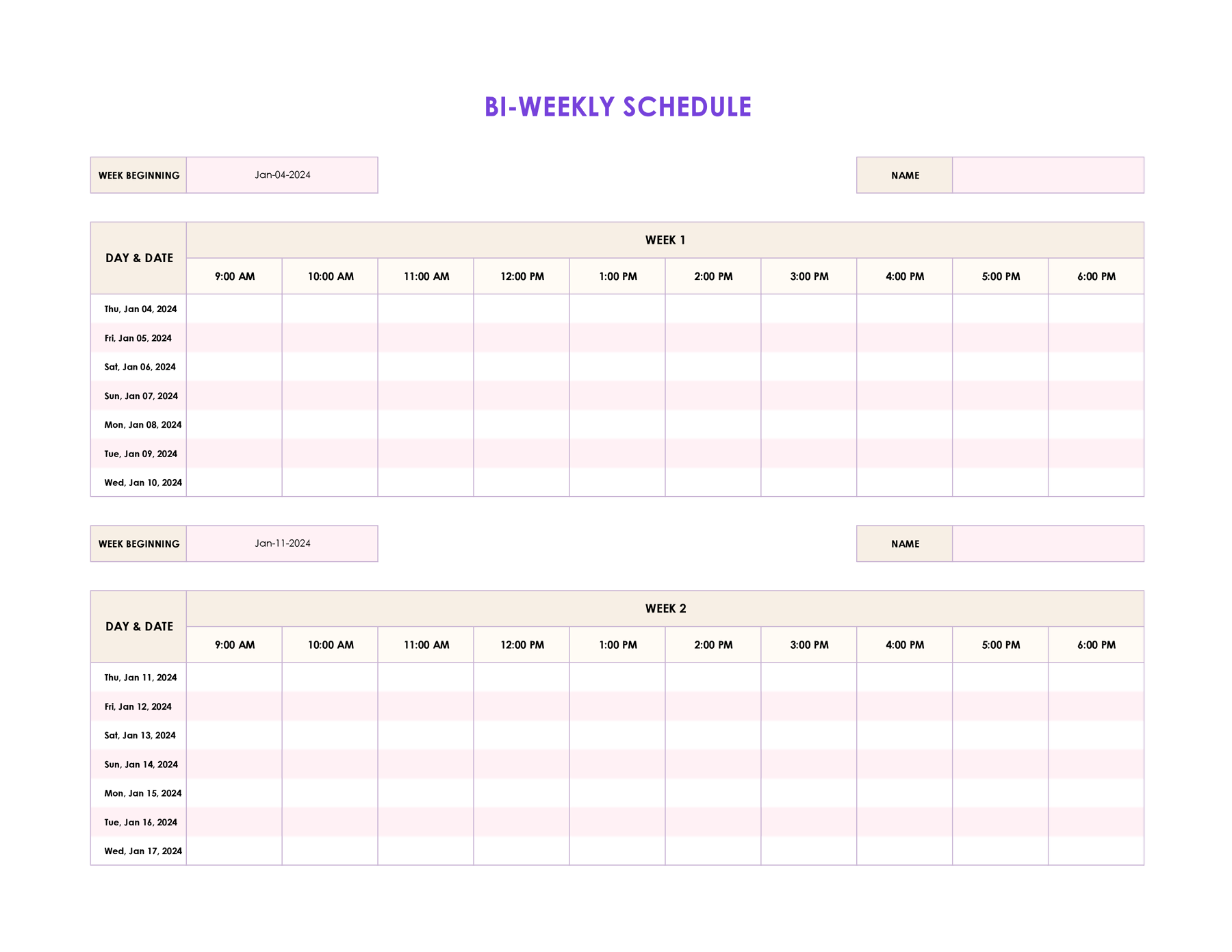 Excel Timeline Planner Template Printable