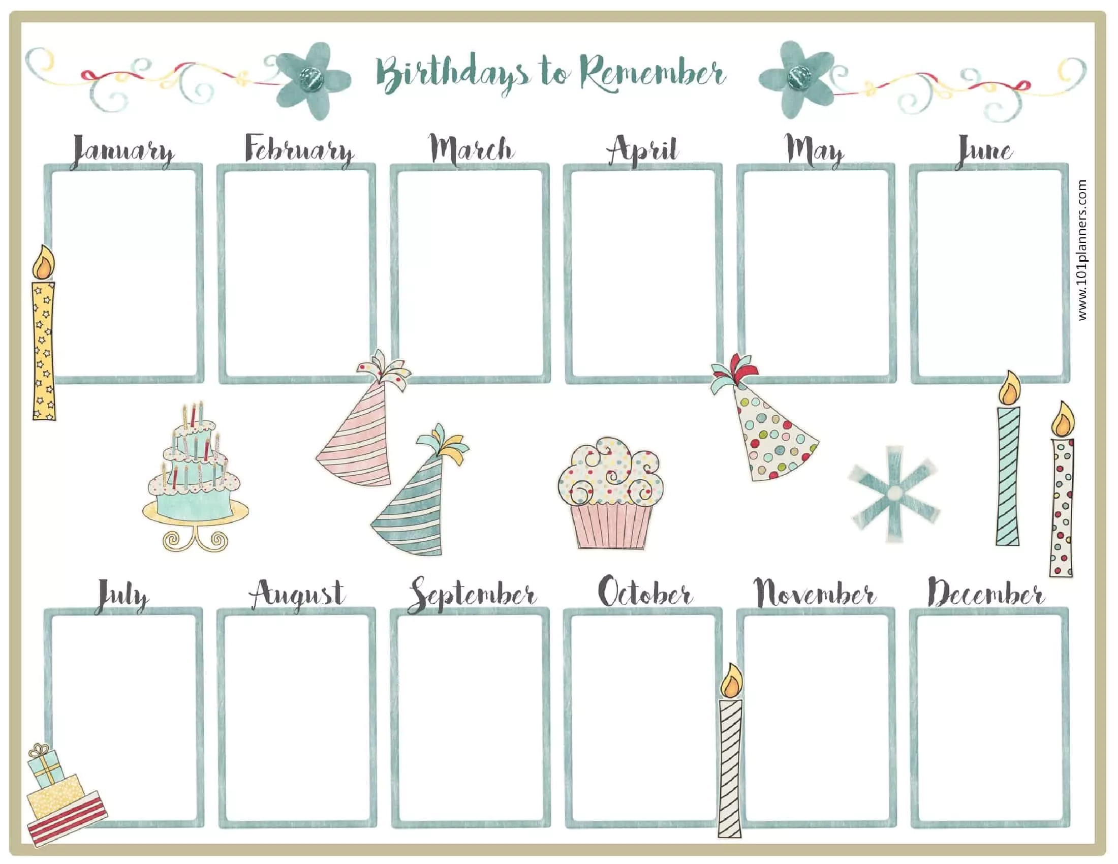 Birthday Reminder Chart Printable Birthday Reminder Chart Printable
