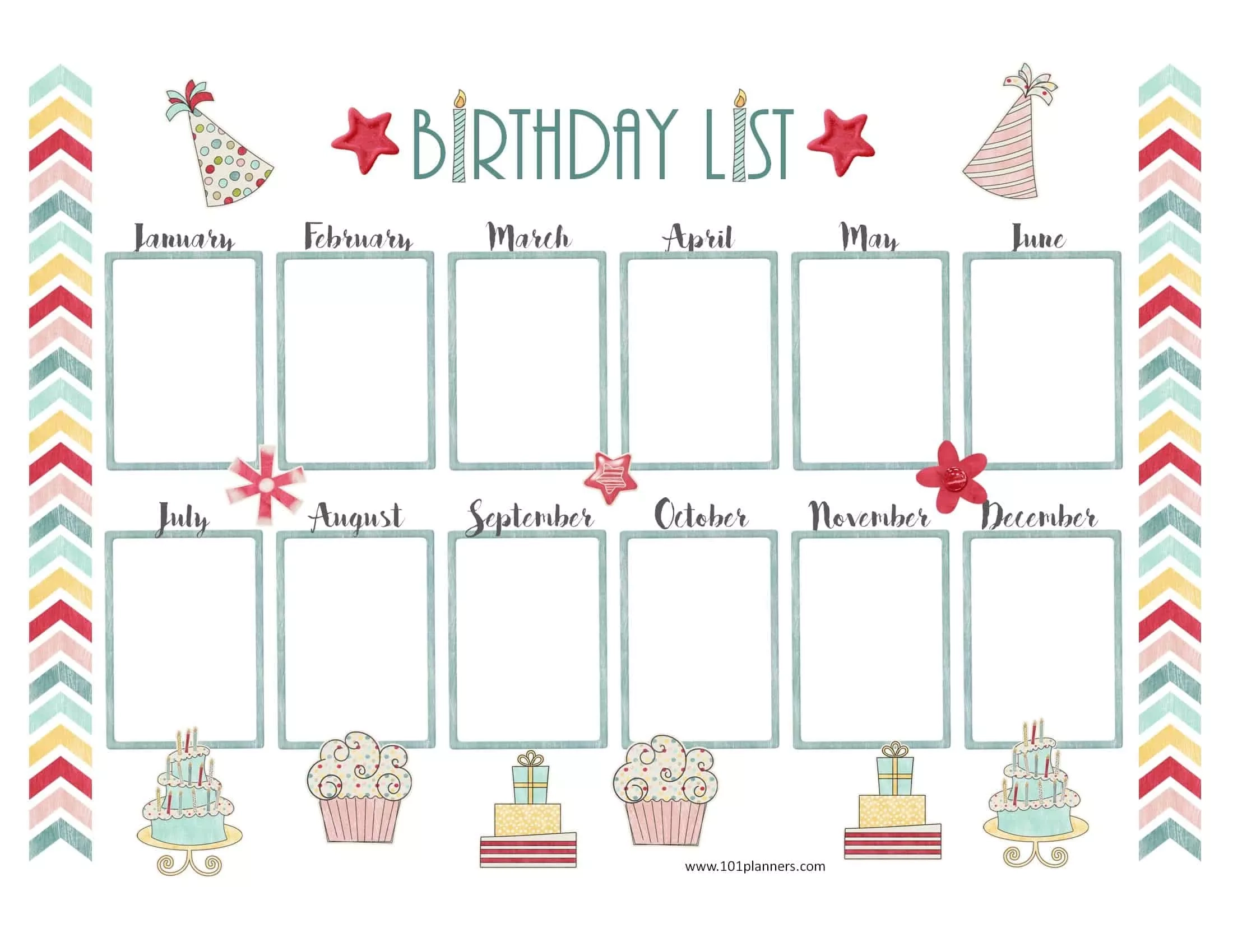 Free Birthday Calendar Template Printable Customizable