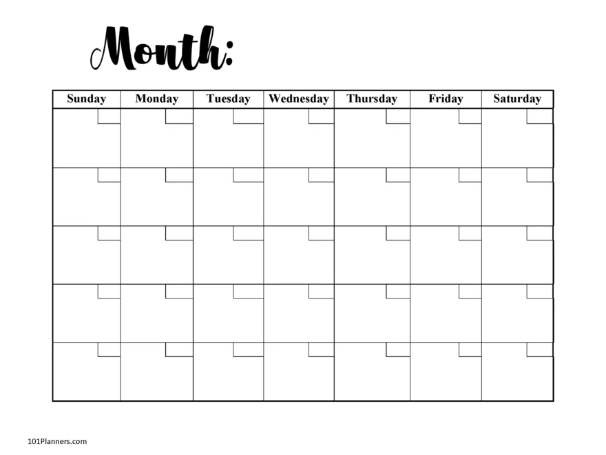 FREE Blank Calendar Templates Word Excel PDF For Any Month