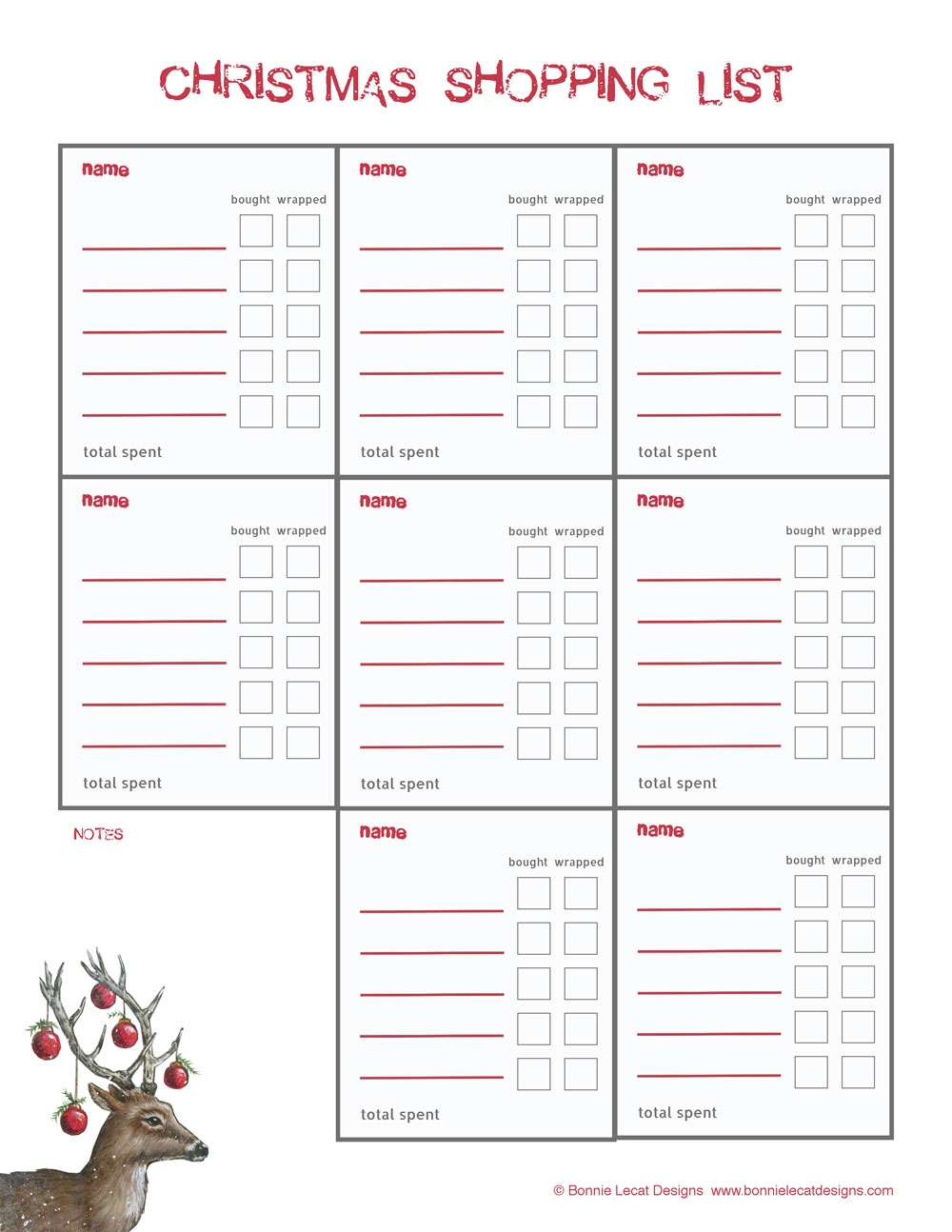 Christmas Gift List Planner Printable