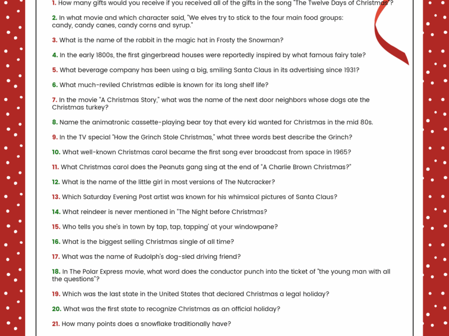 Free Christmas Trivia Printables Games For The Family Lil Luna