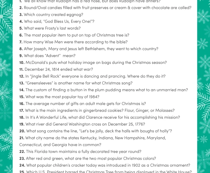 Free Christmas Trivia Printables Games For The Family Lil Luna