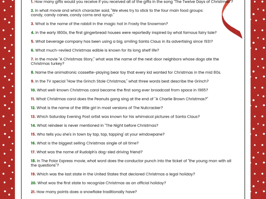 Free Christmas Trivia Printables Games For The Family Lil Luna