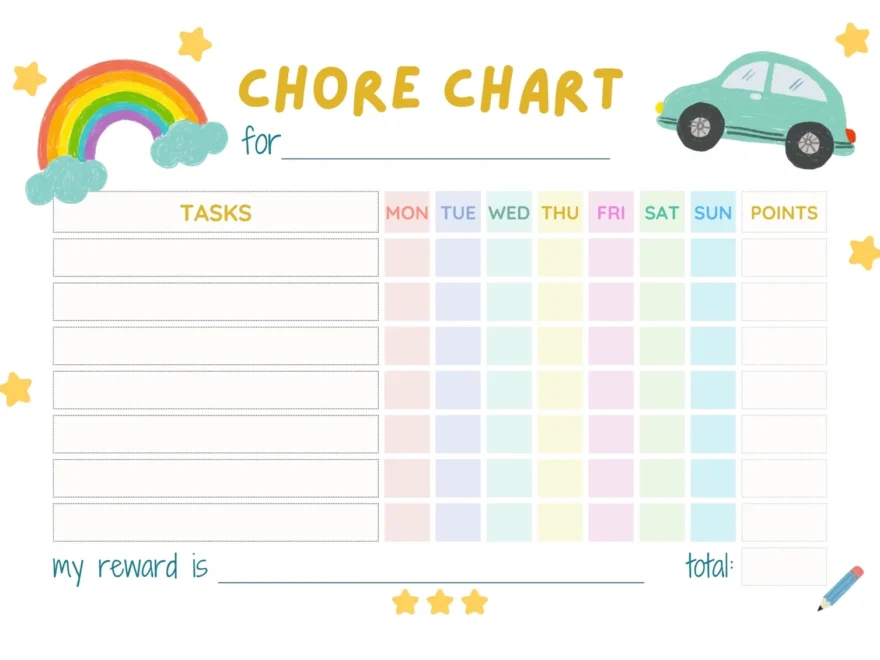 Free Customizable Chore Chart Templates To Print Canva