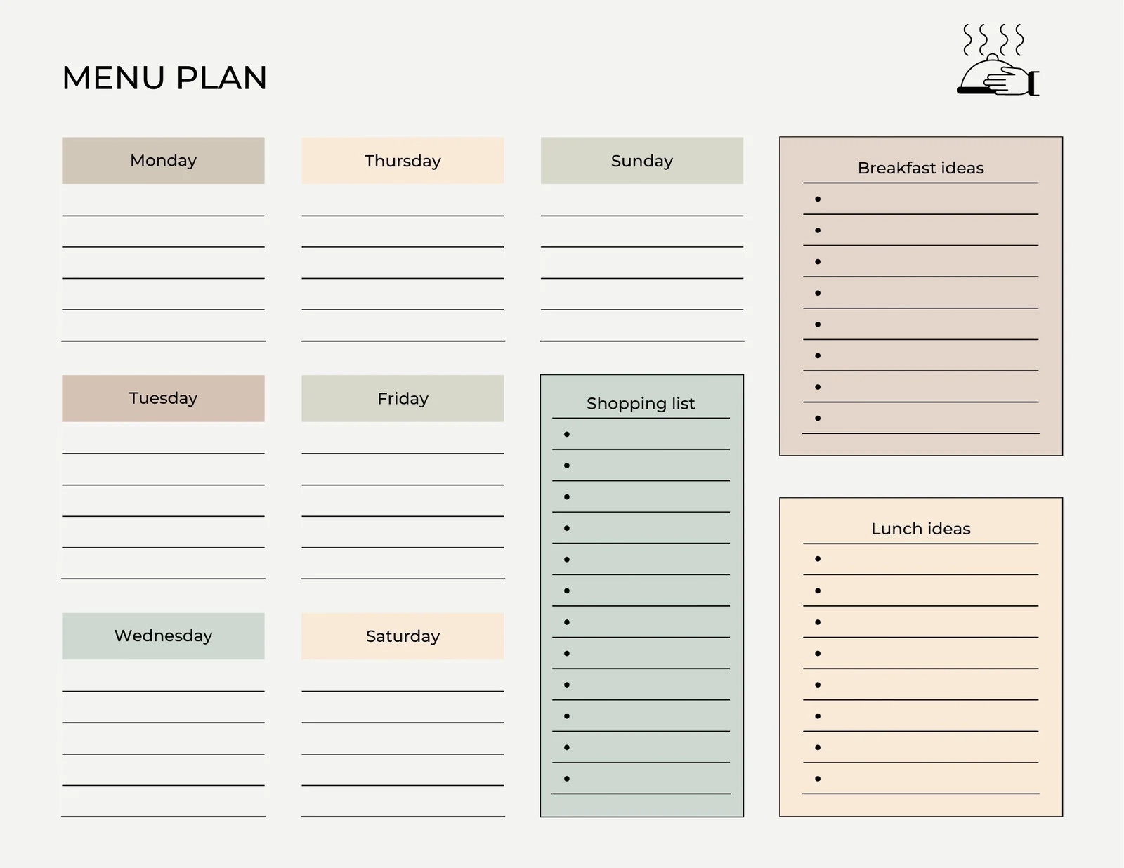 Free Printable Menu Planner Template Free Printable Menu Planner Template