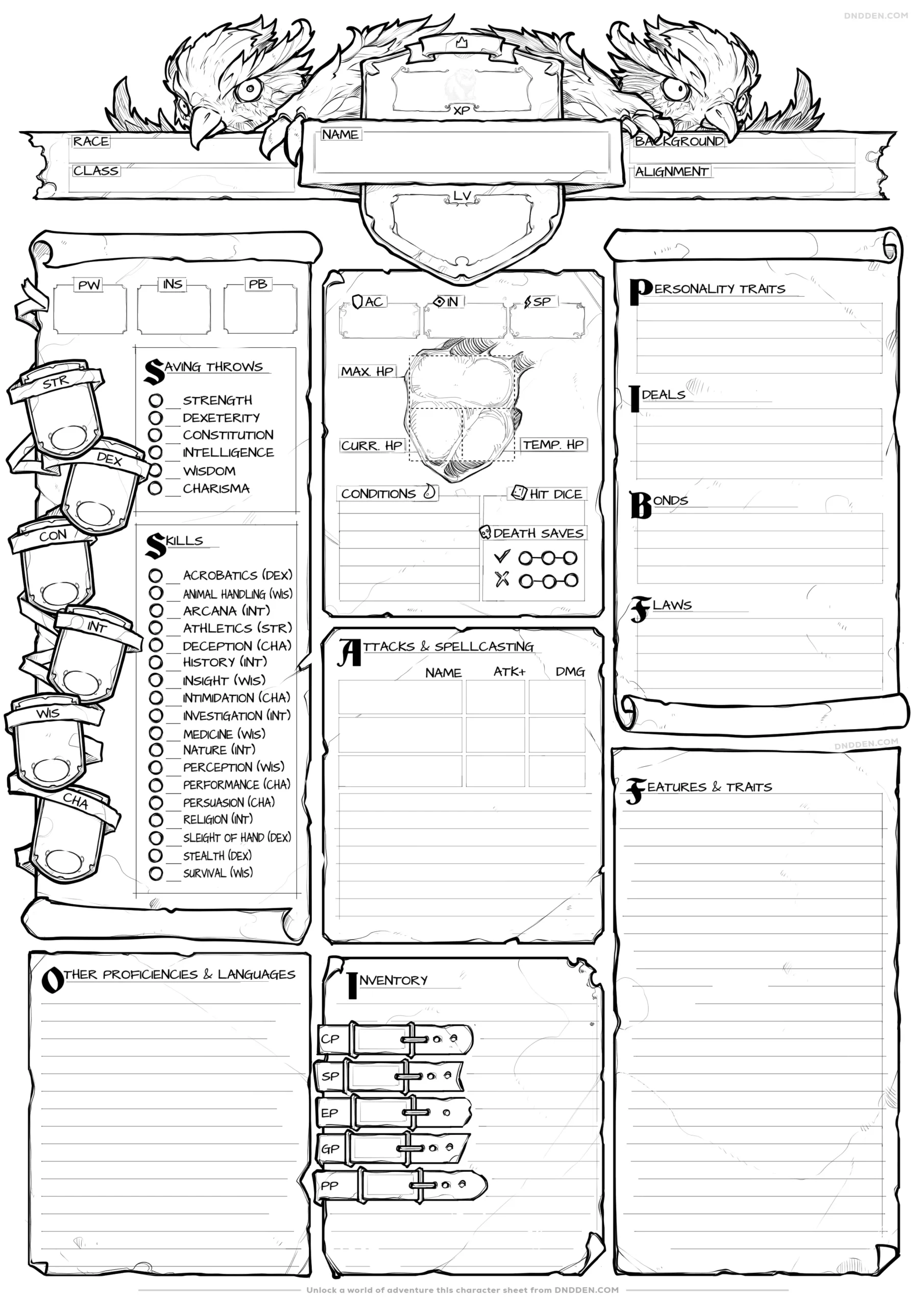 5e Character Sheet Jpg Printable