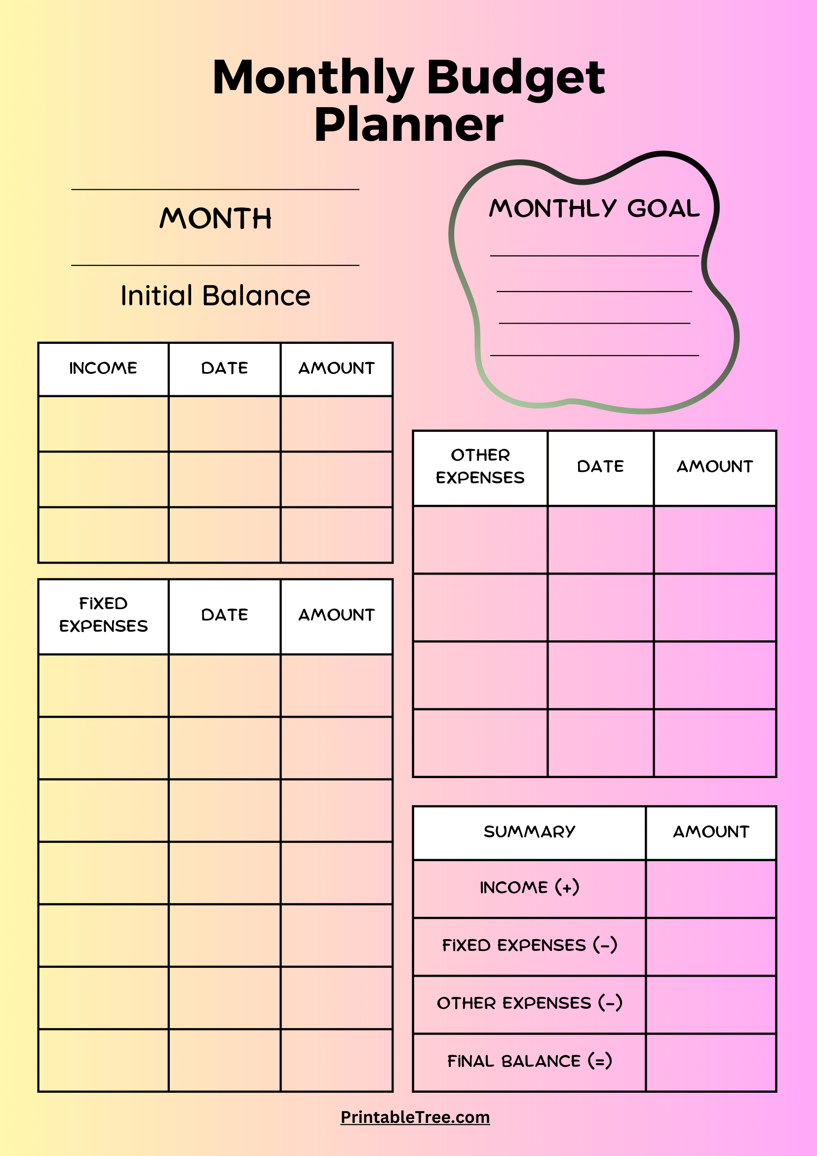 Free Printable Monthly Budget Sheets Free Printable Monthly Budget Sheets