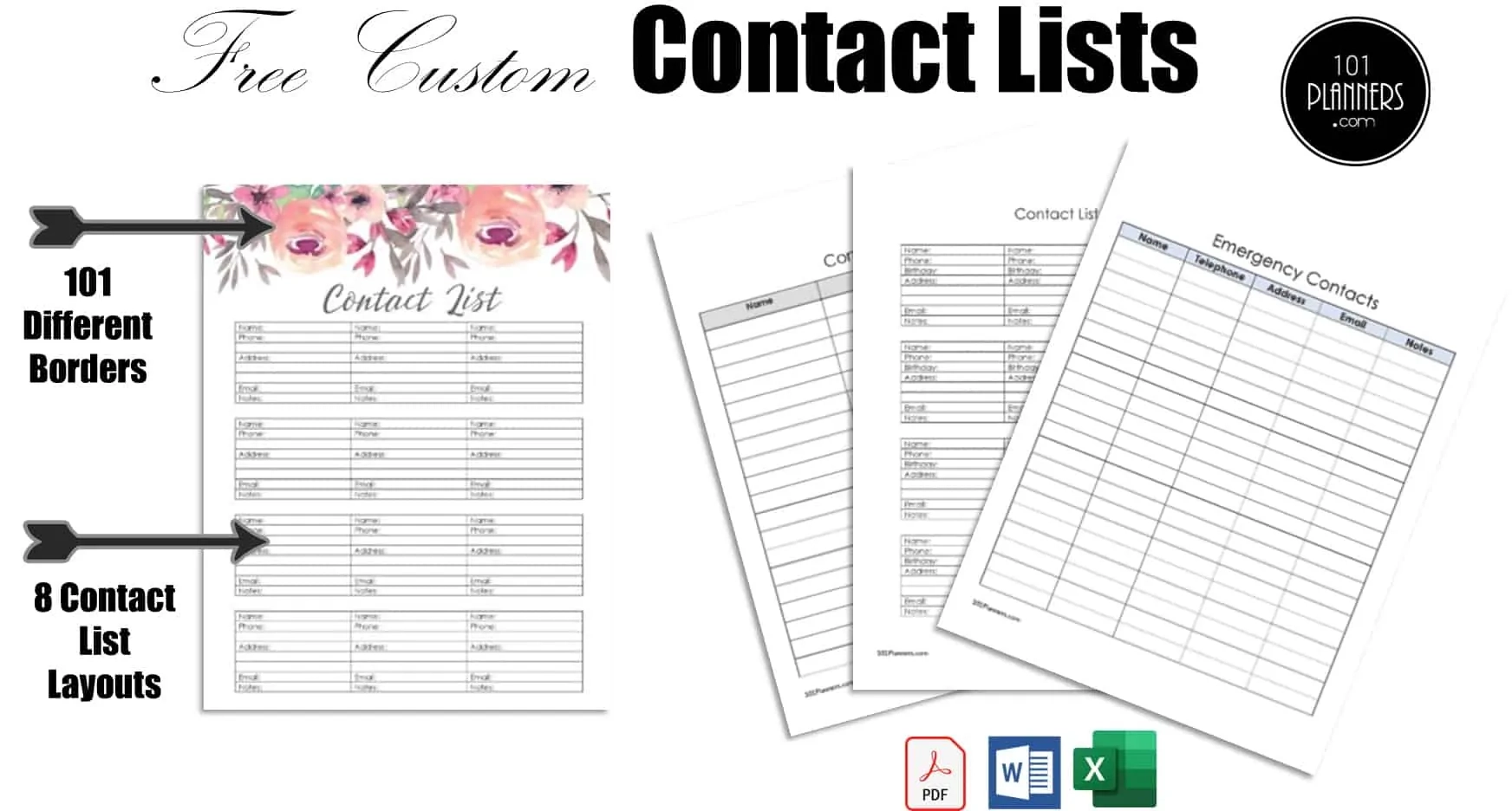 Vendor Contact List Printable