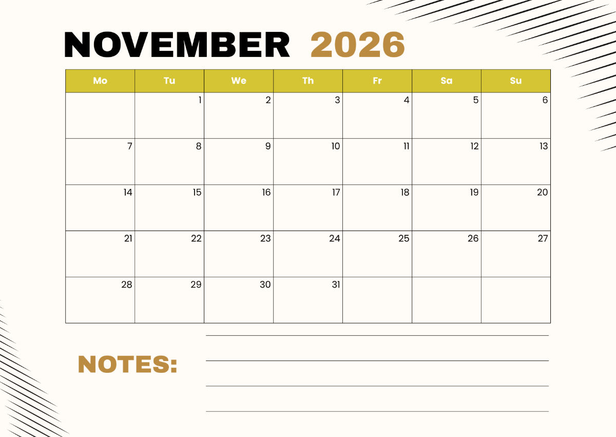 Printable Marketing Planner November 2026