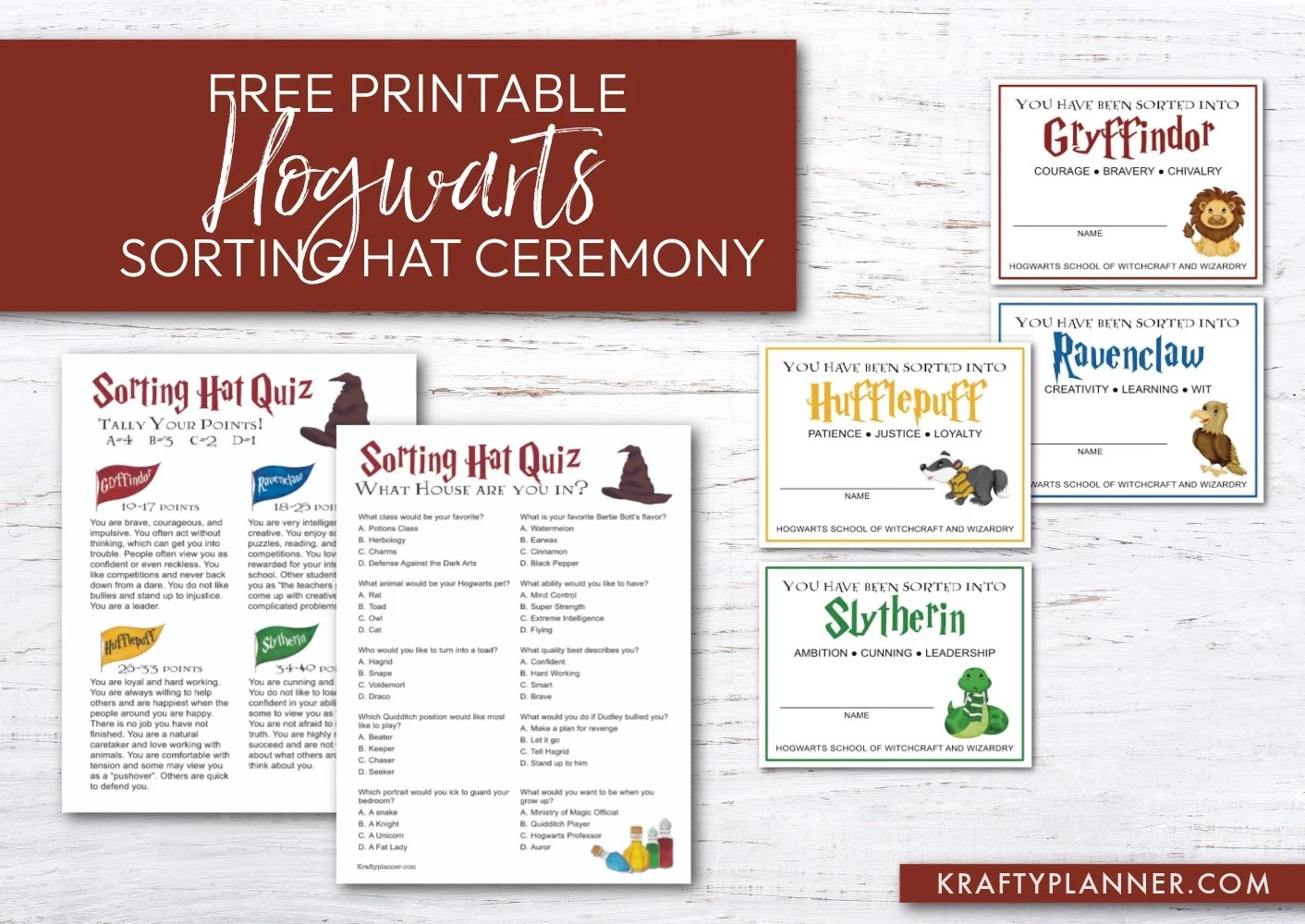 Free Hogwarts Sorting Hat Ceremony Krafty Planner