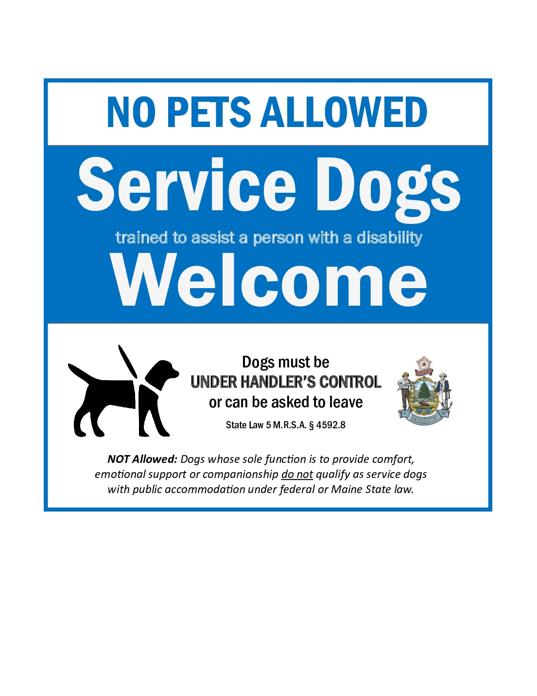 Free Maine Service Dogs Poster Labor Law Poster 2025