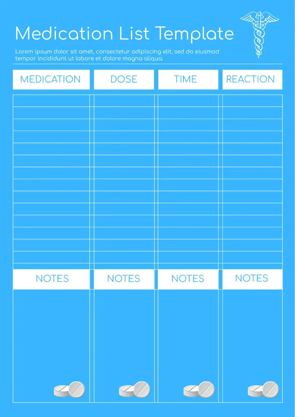 Free Medication List Template For Google Docs