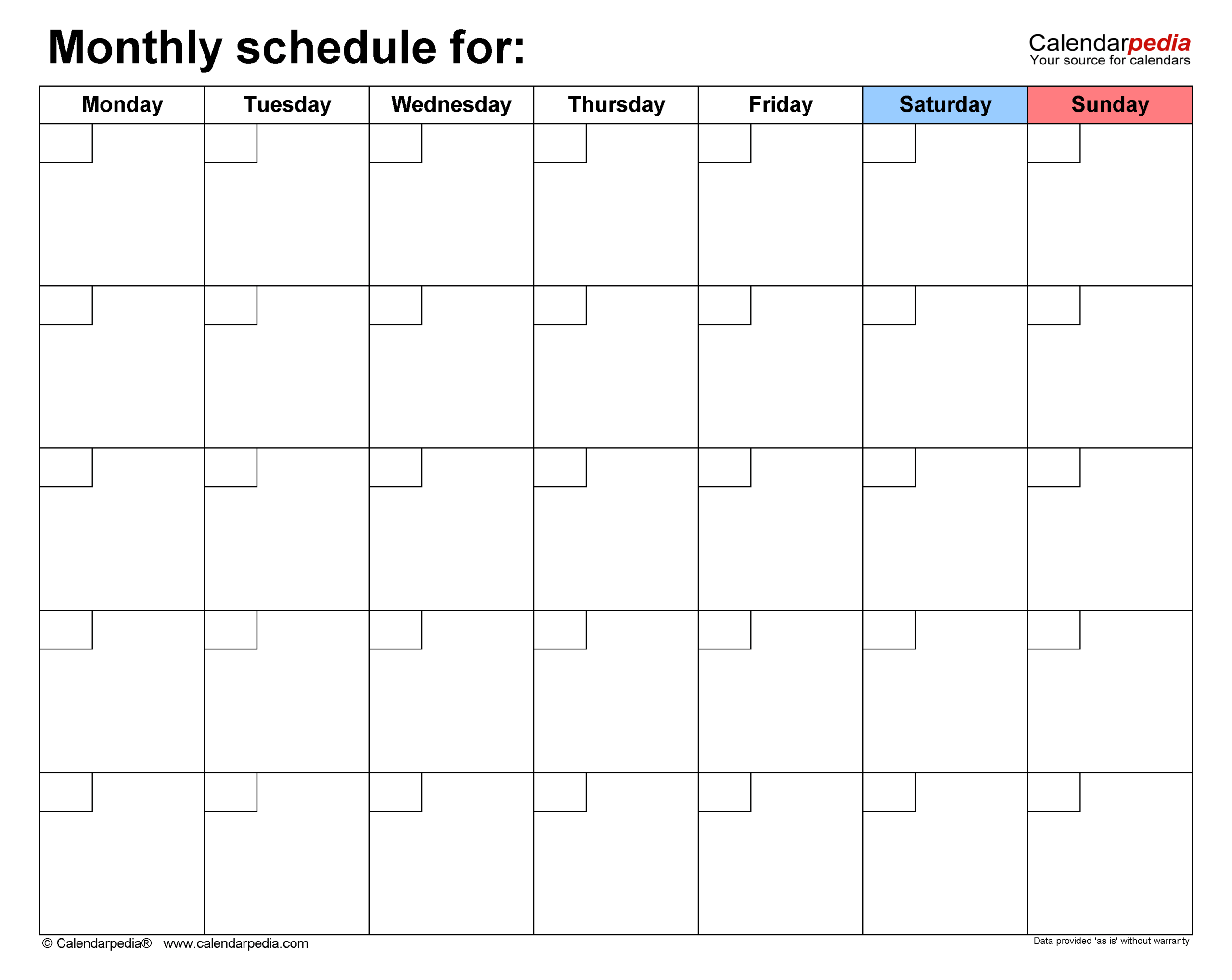 Free Monthly Schedules In PDF Format 22 Templates