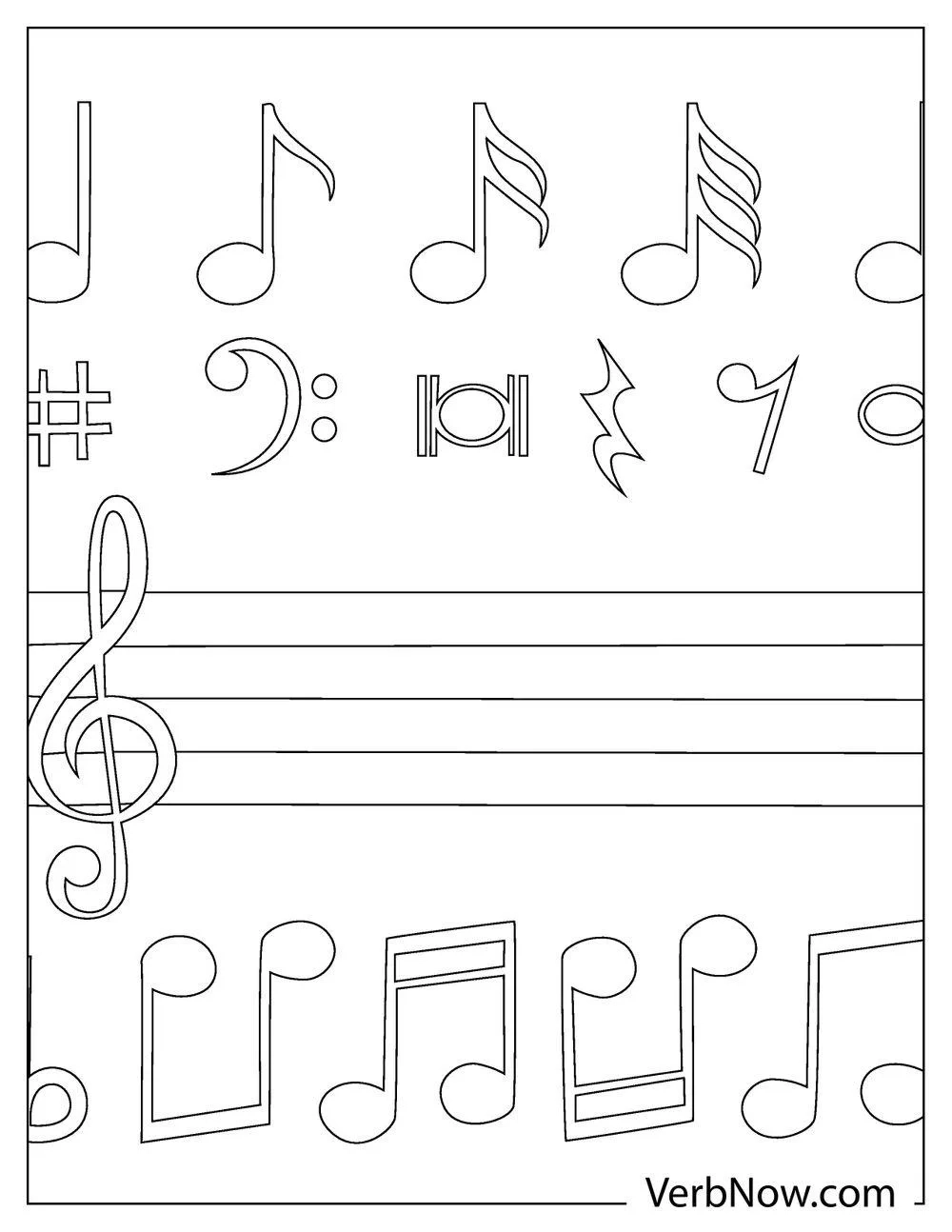 Free MUSIC NOTES Coloring Pages For Download Printable PDF 