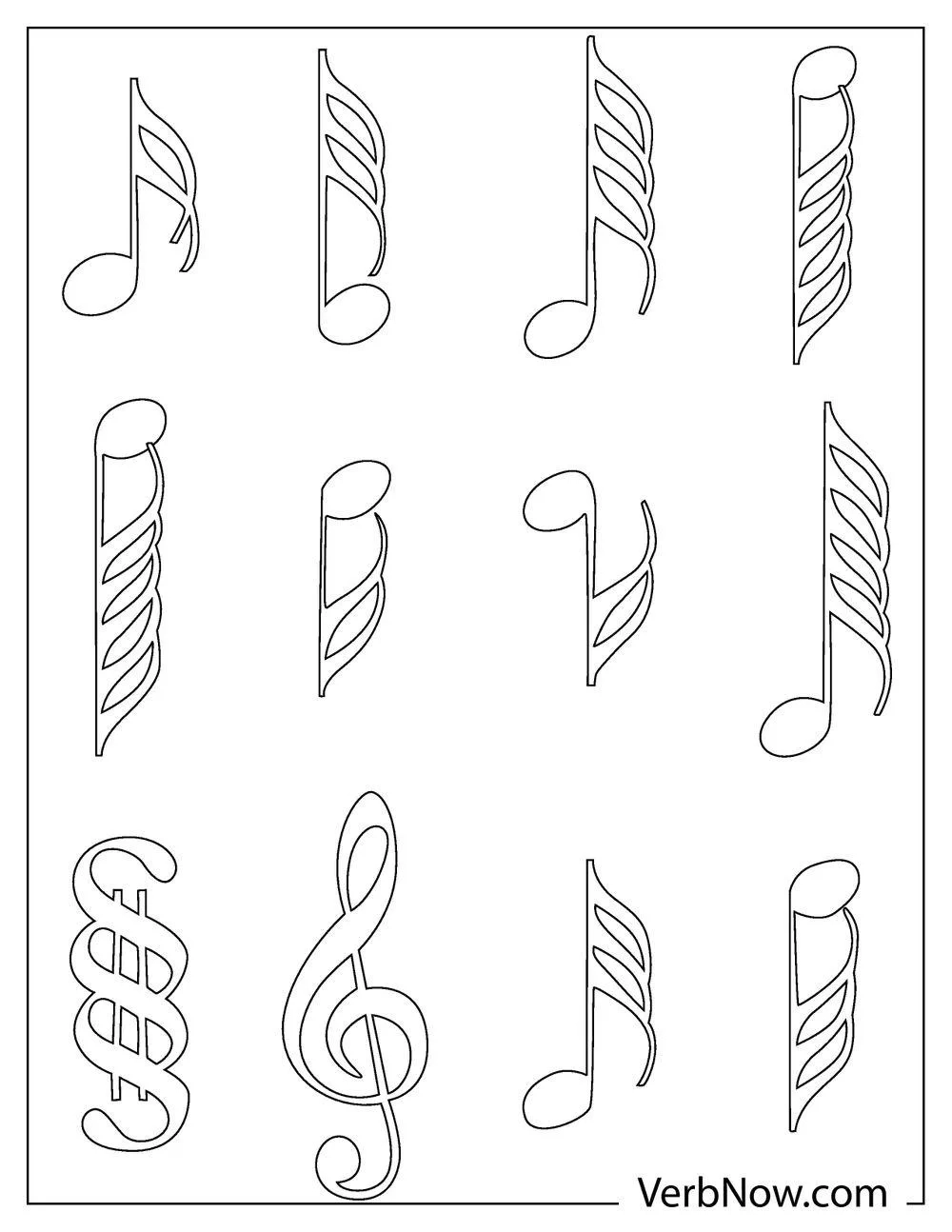 Free Printable Treble Notes Coloring Sheets