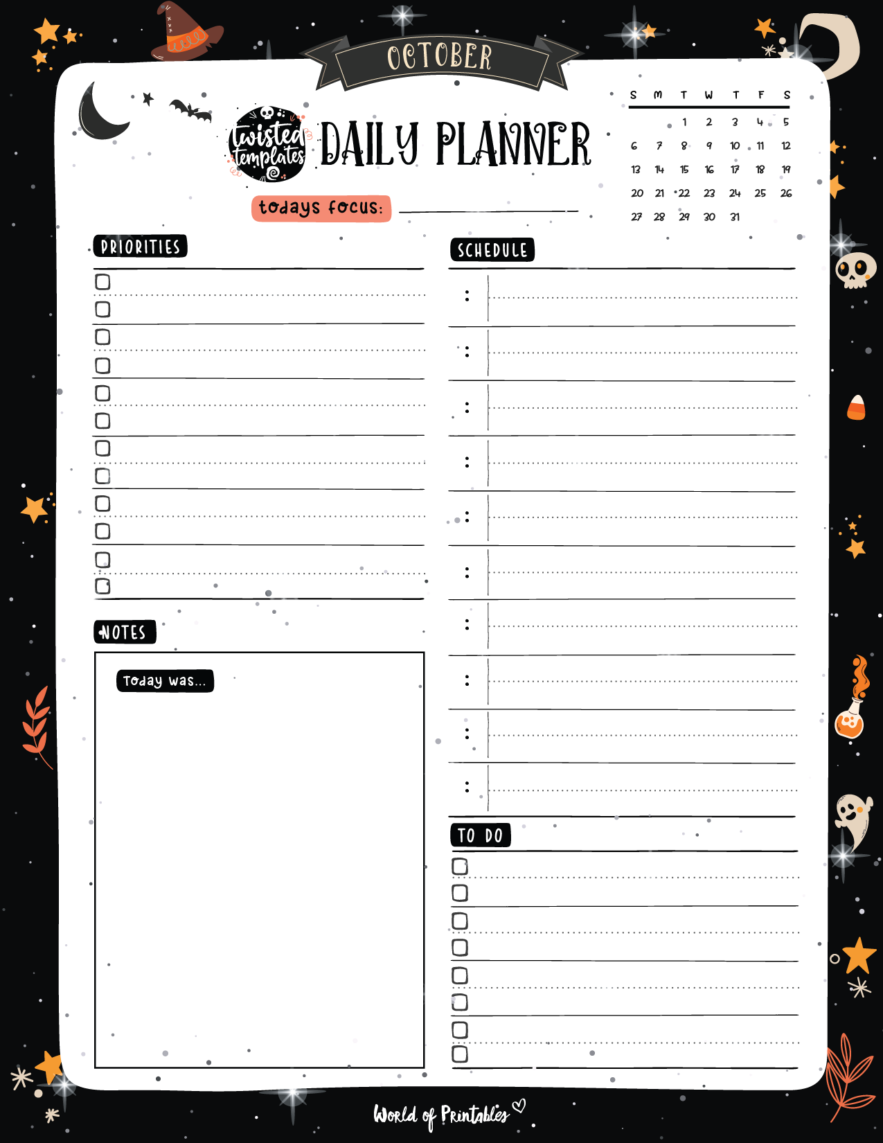 Witchy Free Printable Planner Inserts