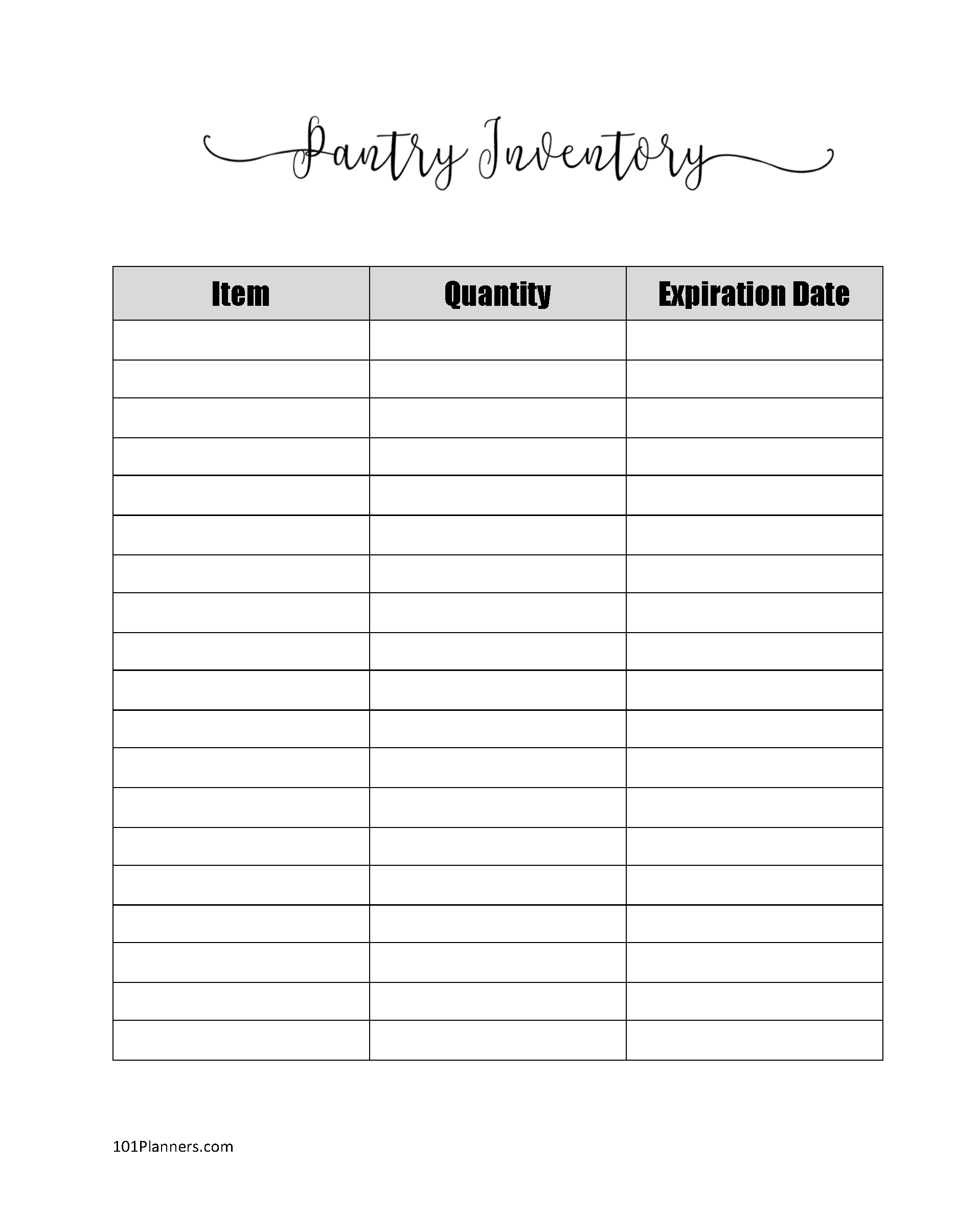 Free Printable Grocery Inventory List