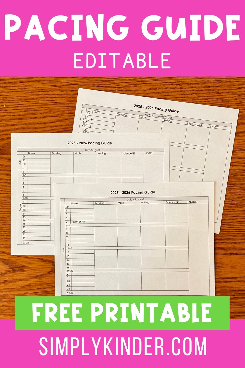 Free Pacing Guide For Any Grade Level Simply Kinder