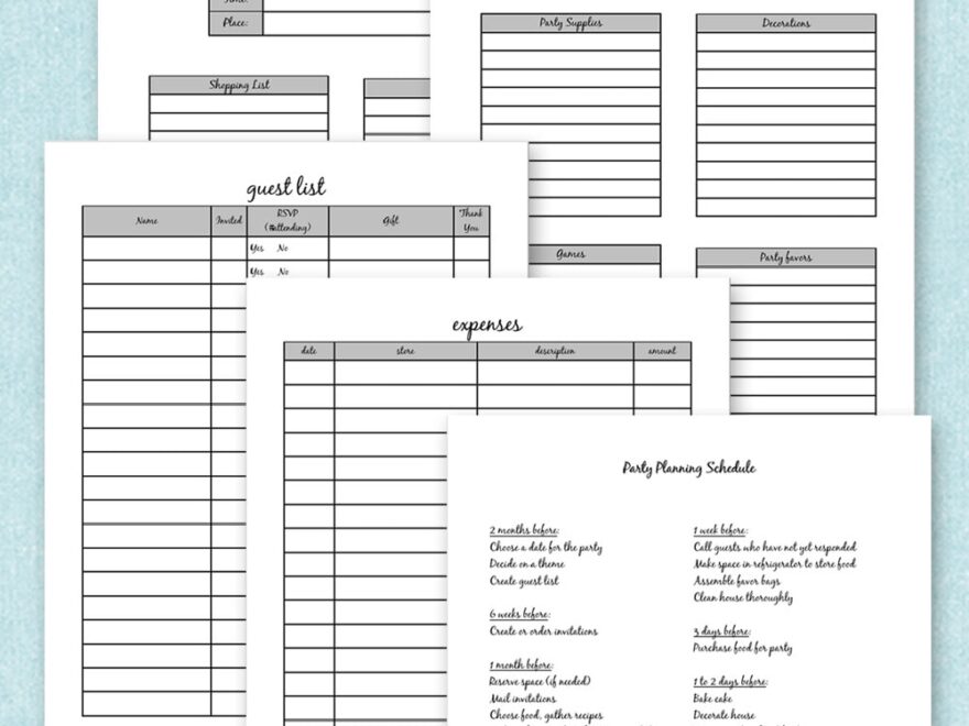 Free Party Planner Printable