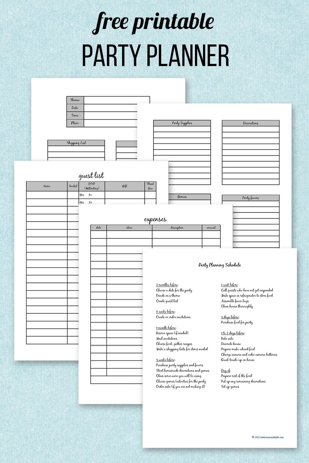 Free Party Planner Printable Free Party Planner Printable