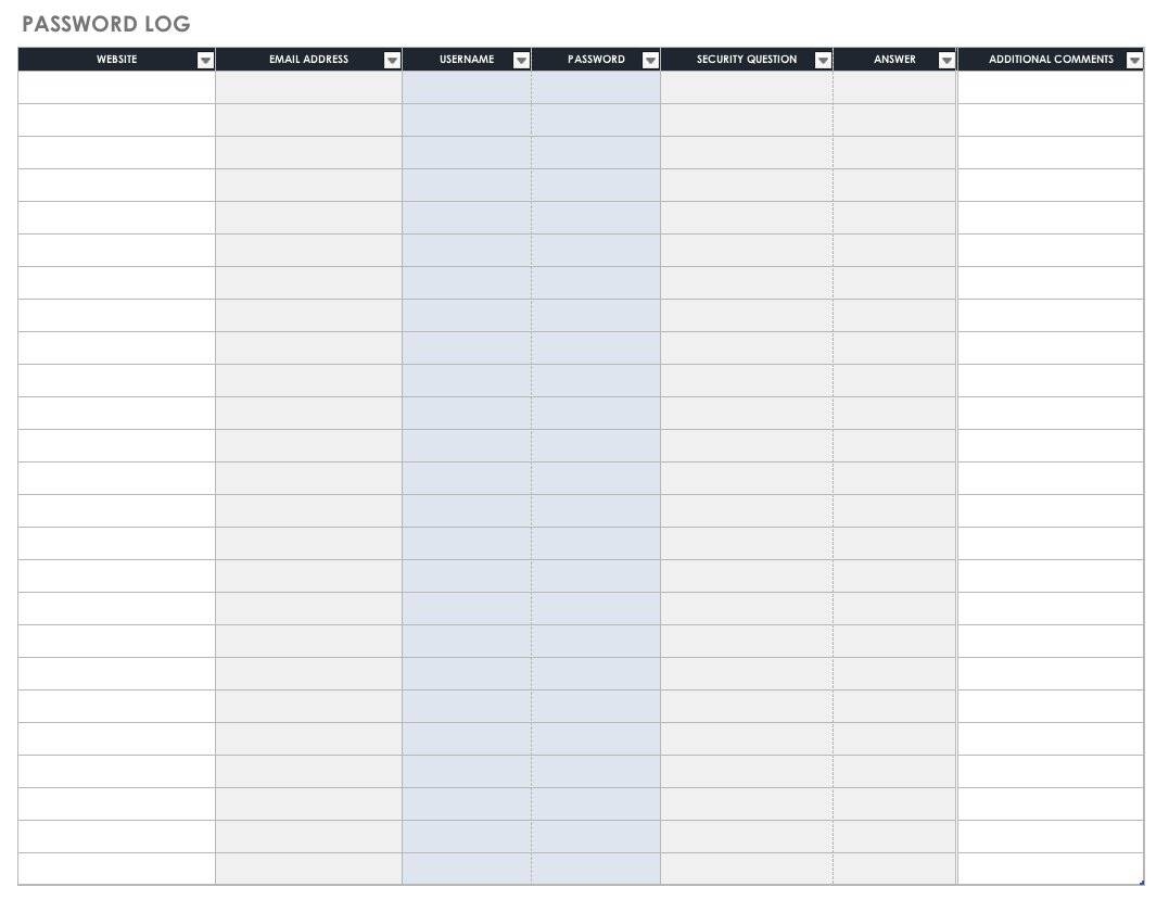 Free Password Templates And Spreadsheets Smartsheet Free Password Templates And Spreadsheets Smartsheet