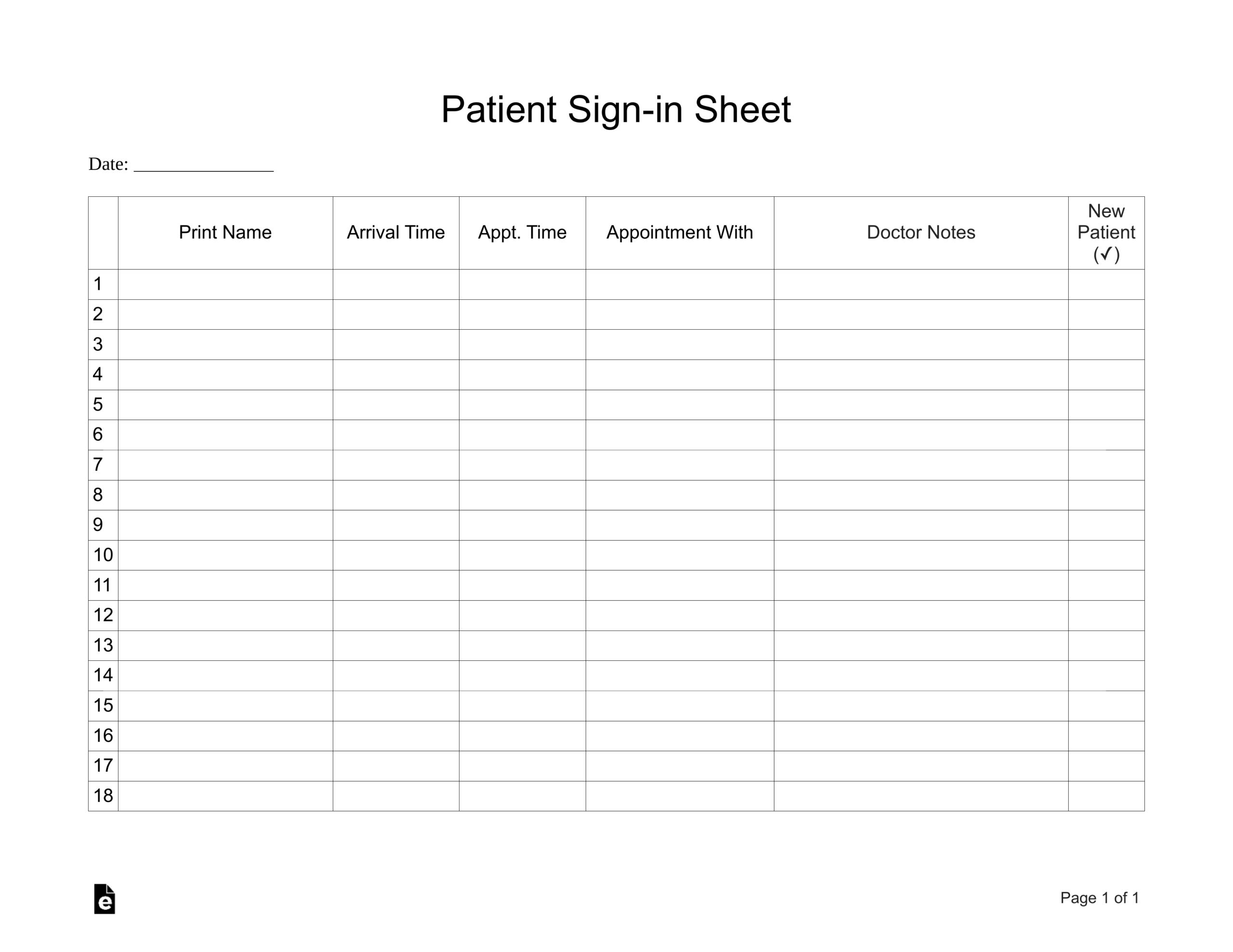 Free Patient Sign in Sheet Extended Template PDF Word EForms Free Patient Sign in Sheet Extended Template PDF Word EForms