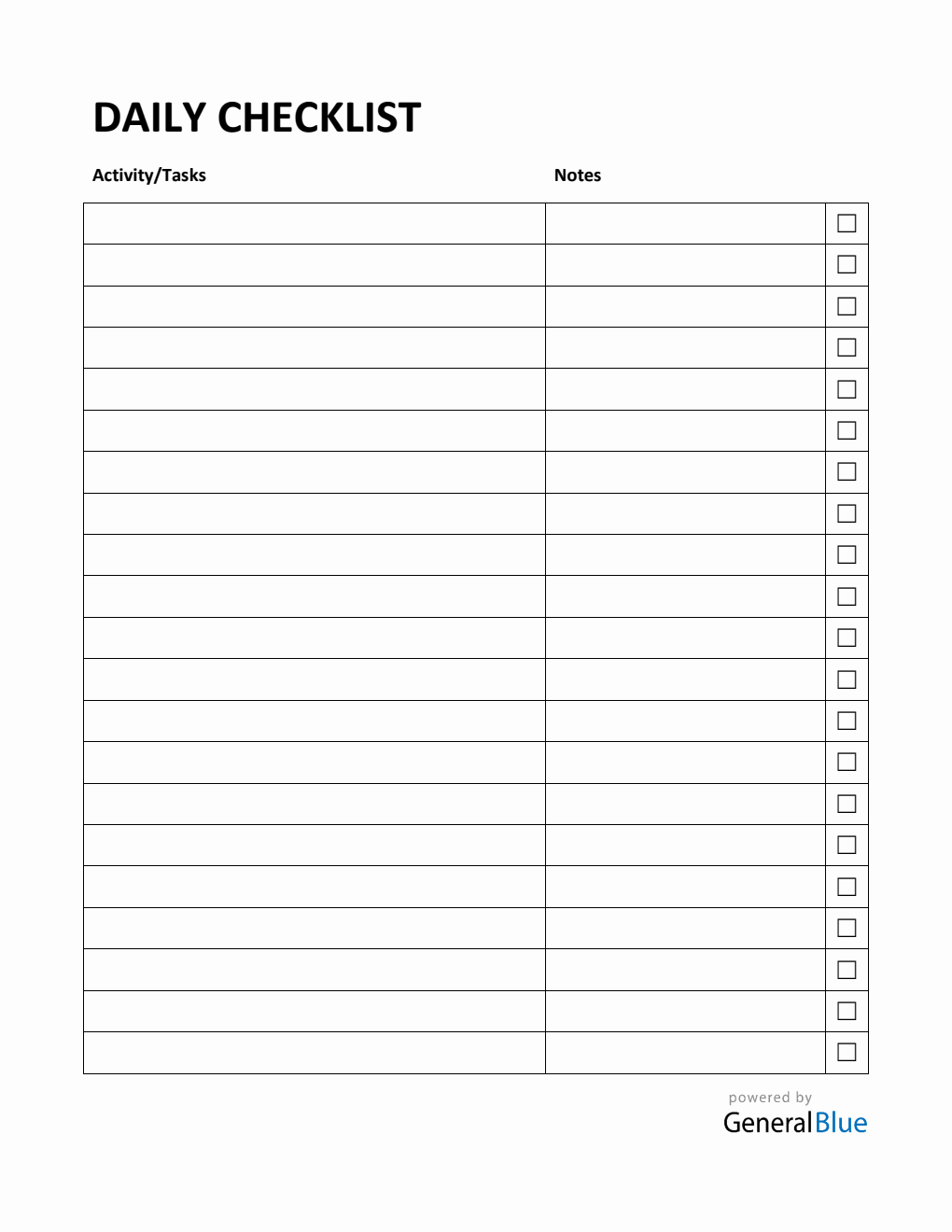 Free Printable Checklist Sheet