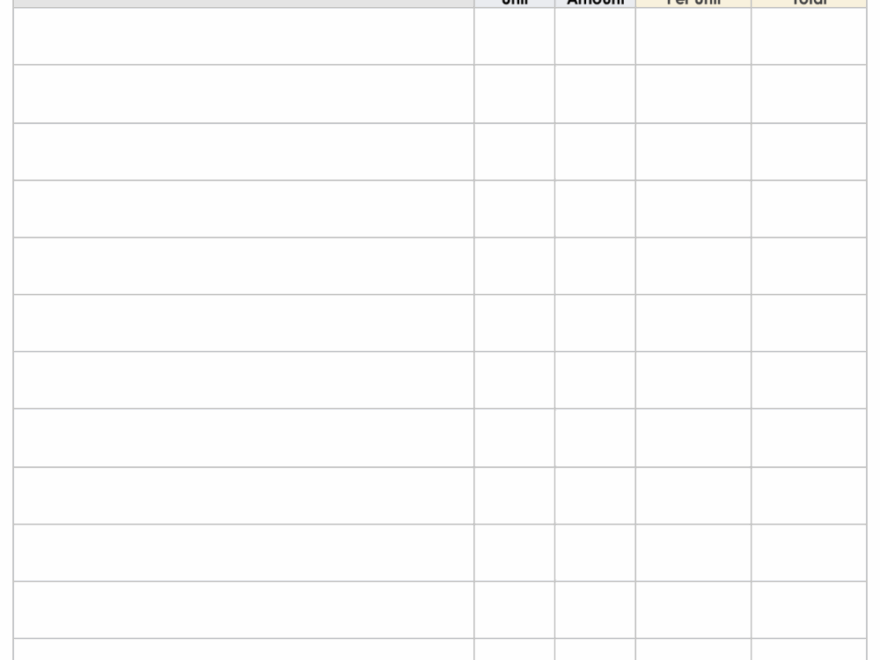 Free PDF Inventory Sheets Templates Editable Printable