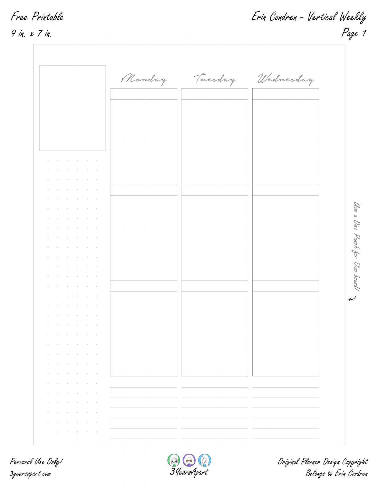 Free Planner Printable Vertical