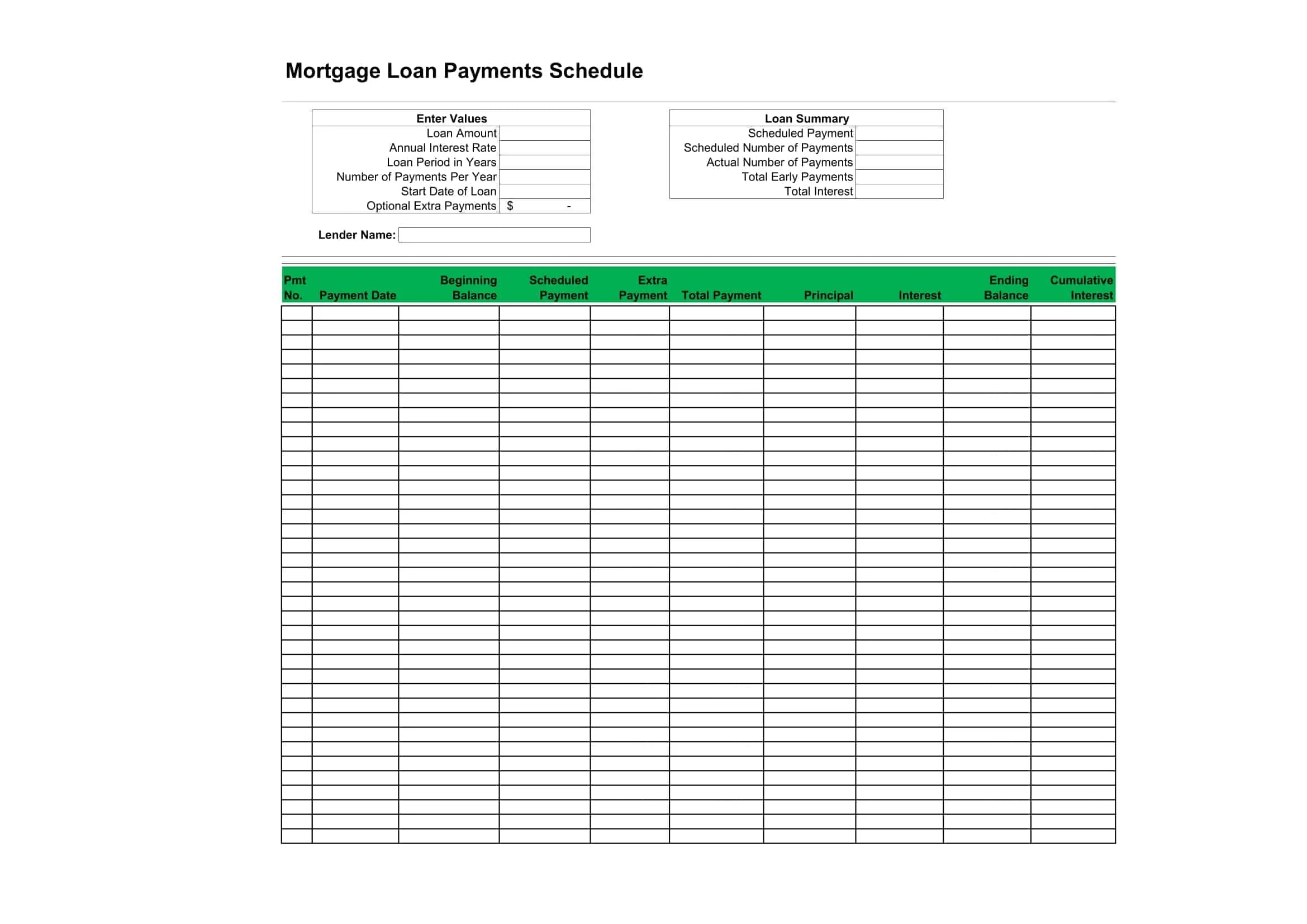 Printable Amortization Schedule Free