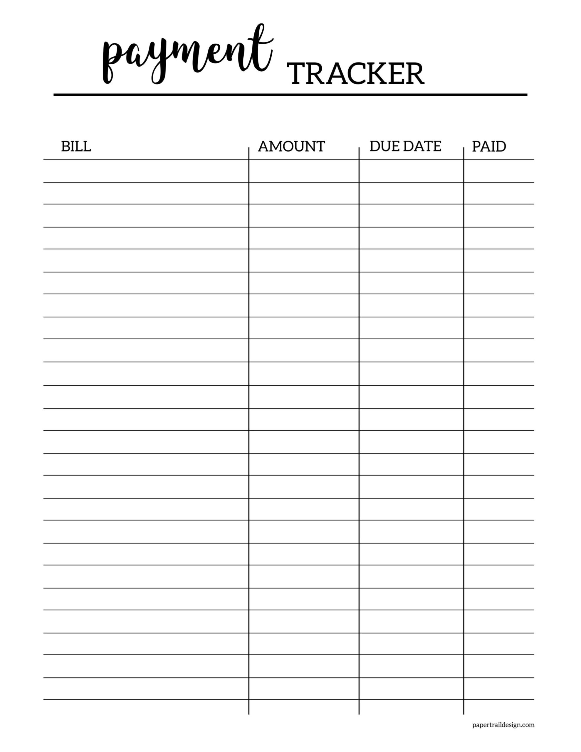 Monthly Bill Planner Printable Free