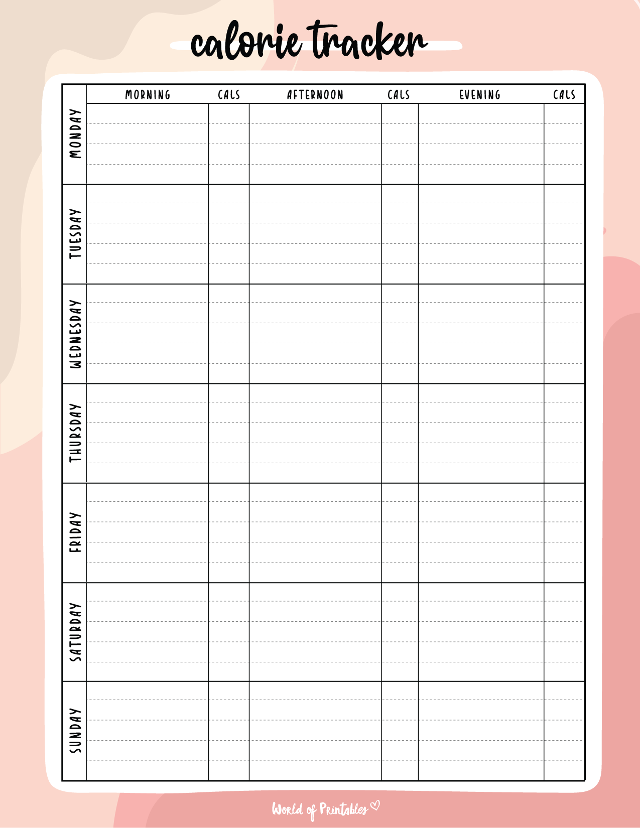 Free Printable Calorie Tracker World Of Printables