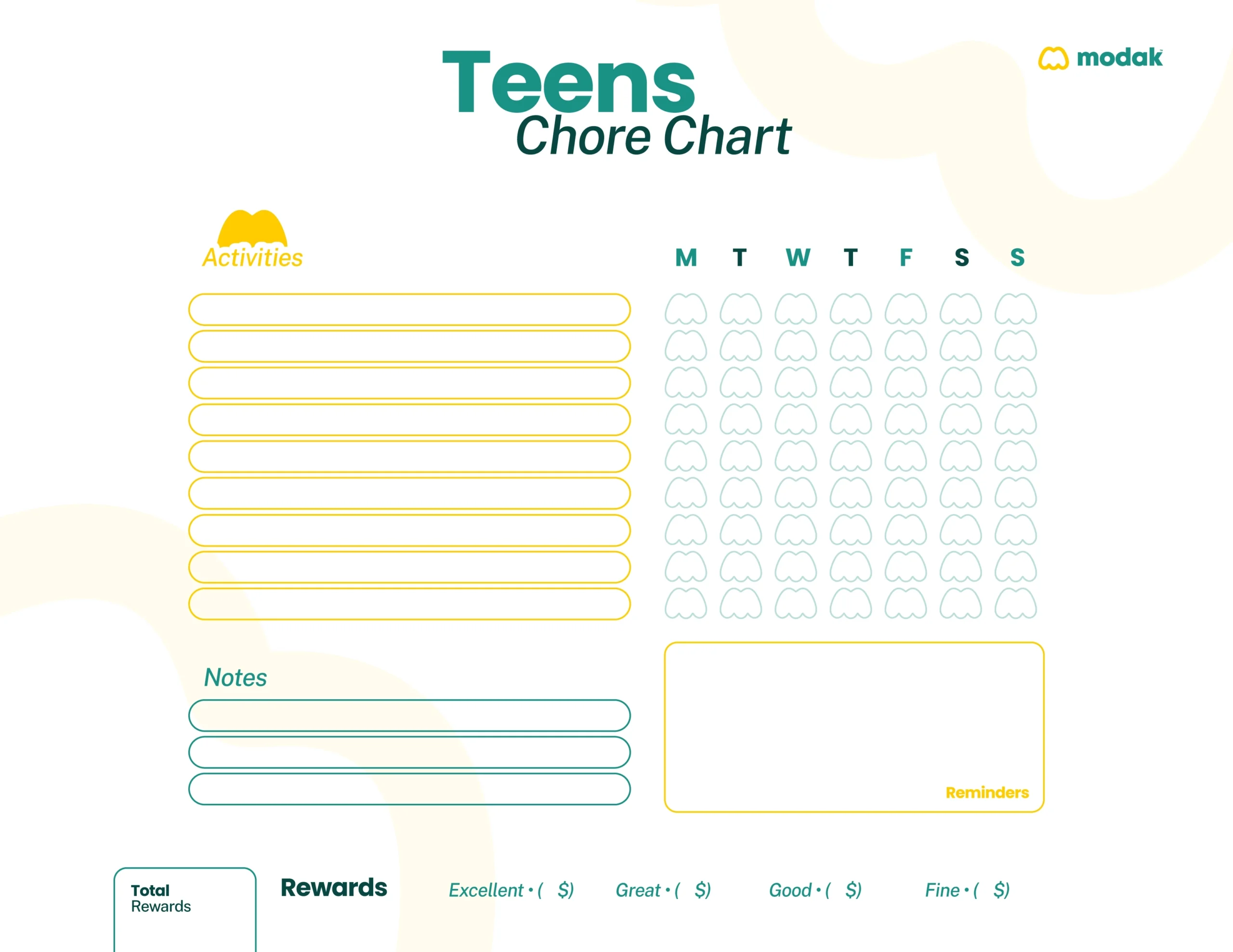 Printable Chore Charts For Teens Printable Chore Charts For Teens