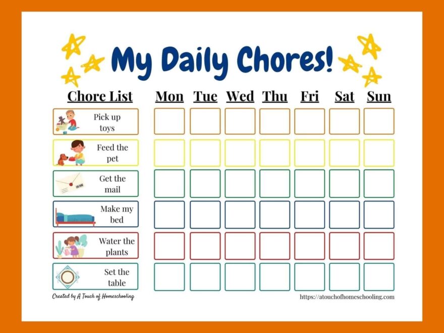 Free Printable Chore Chart For Toddlers Start Teaching Responsibility