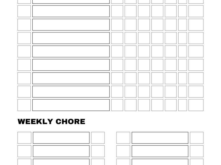 Free Printable Chore Chart PDF Template For Kids Worksheets Library