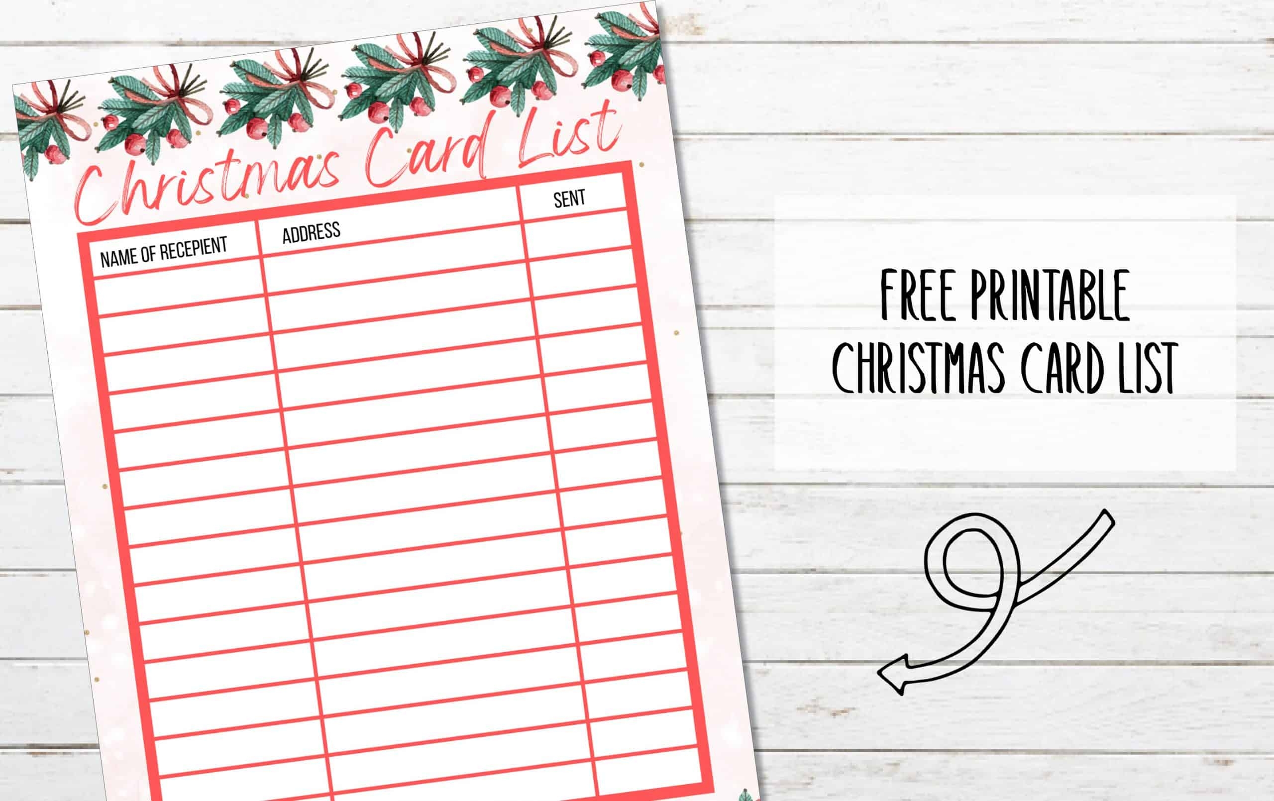 FREE Printable Christmas Card List My Printable Home FREE Printable Christmas Card List My Printable Home