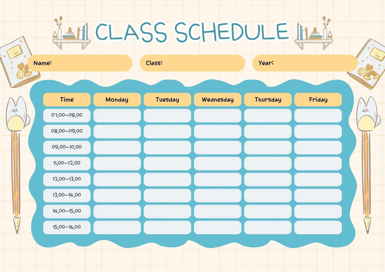 Printable Online School Schedule