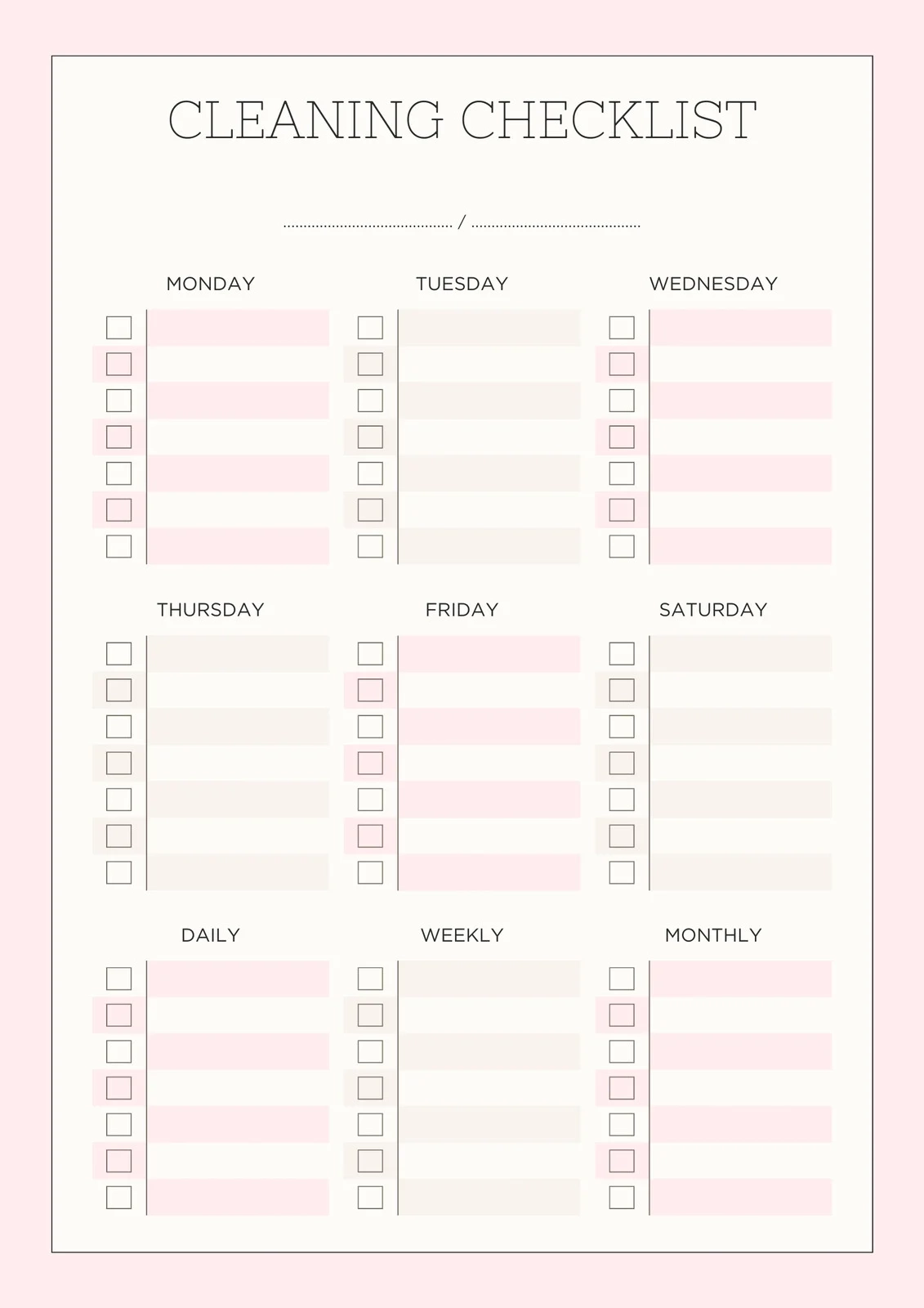 Free Printable Cleaning Checklist Templates Canva