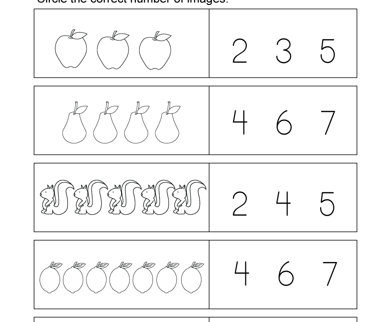 Free Printable Count And Match Numbers Worksheet