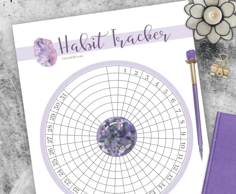 Free Printable Crystal Circular Habit Tracker 8 5x11 Classic Happy Planner Carrie Elle
