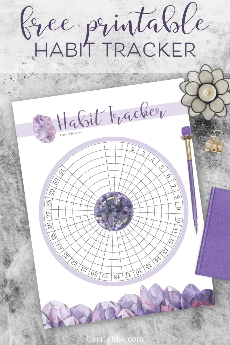 Free Printable Crystal Circular Habit Tracker 8 5x11 Classic Happy Planner Carrie Elle