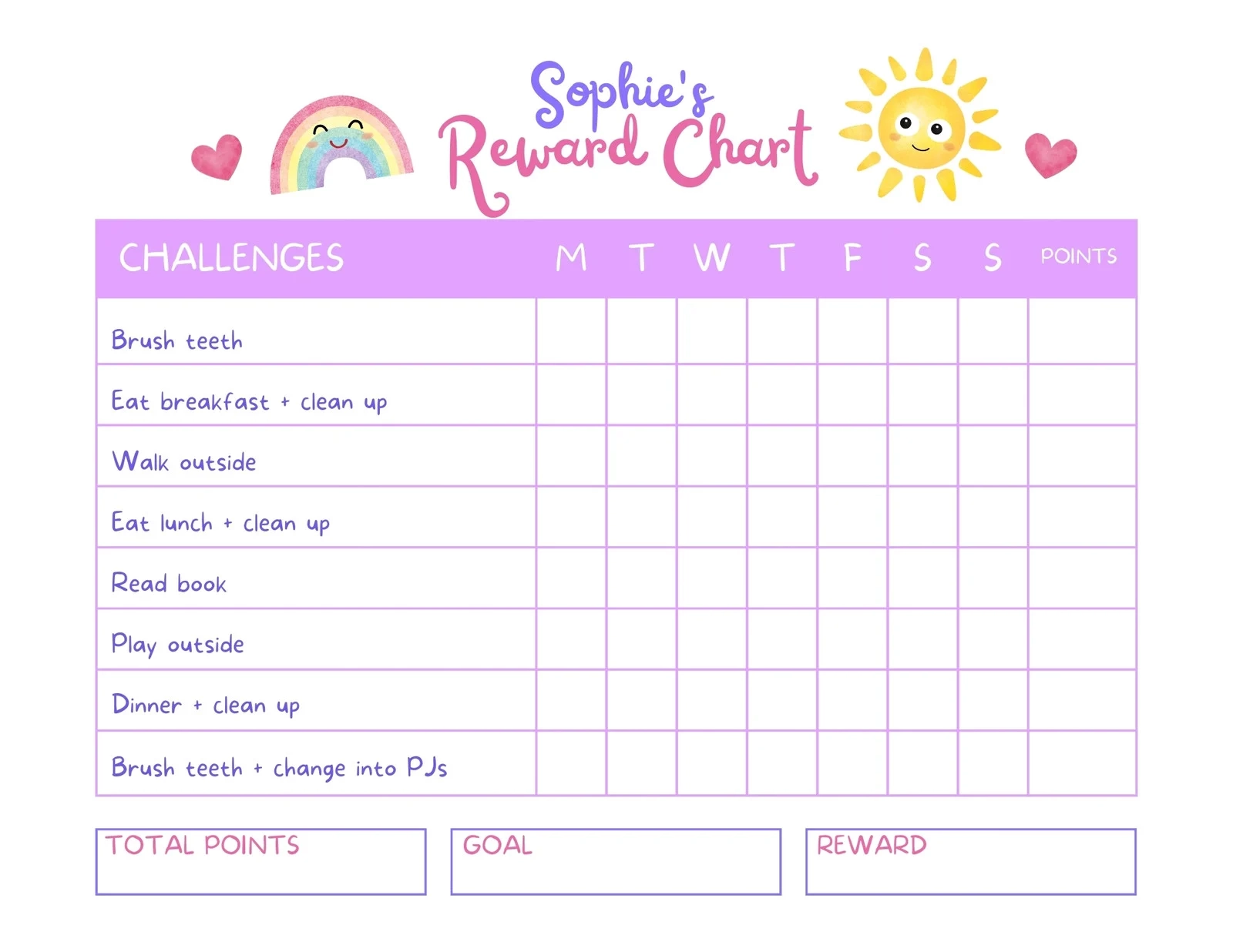 Childrens Star Chart Printable