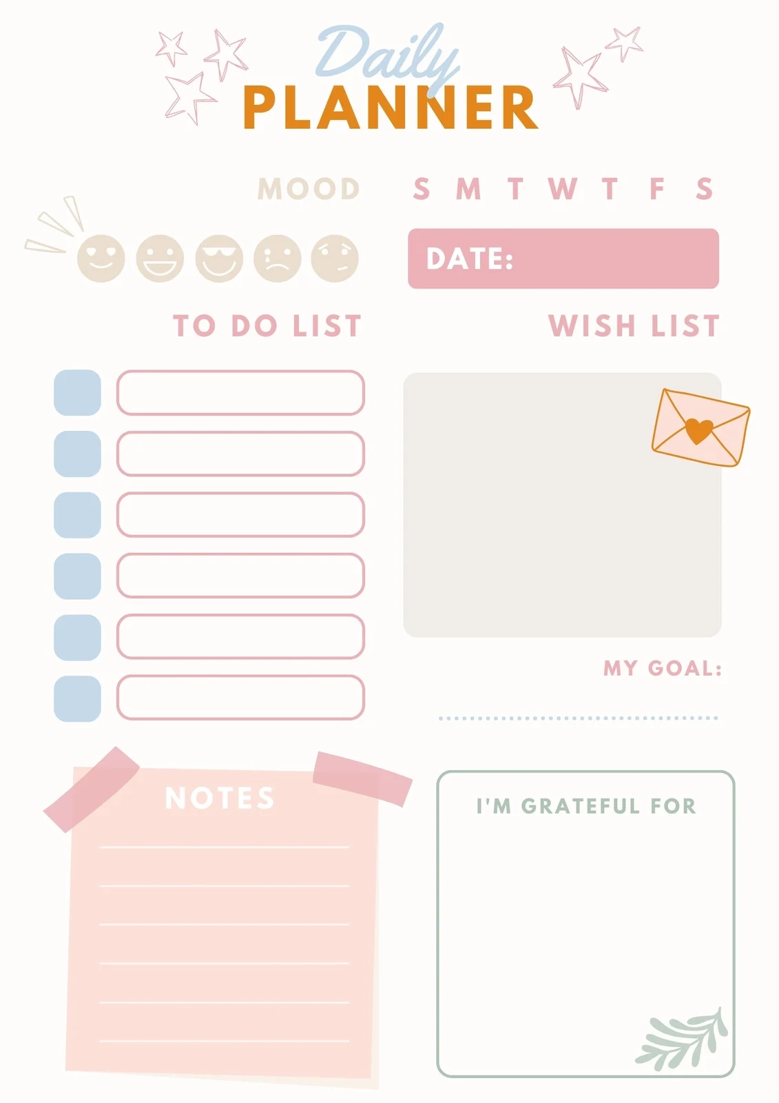 Cute Printable Daily Planner