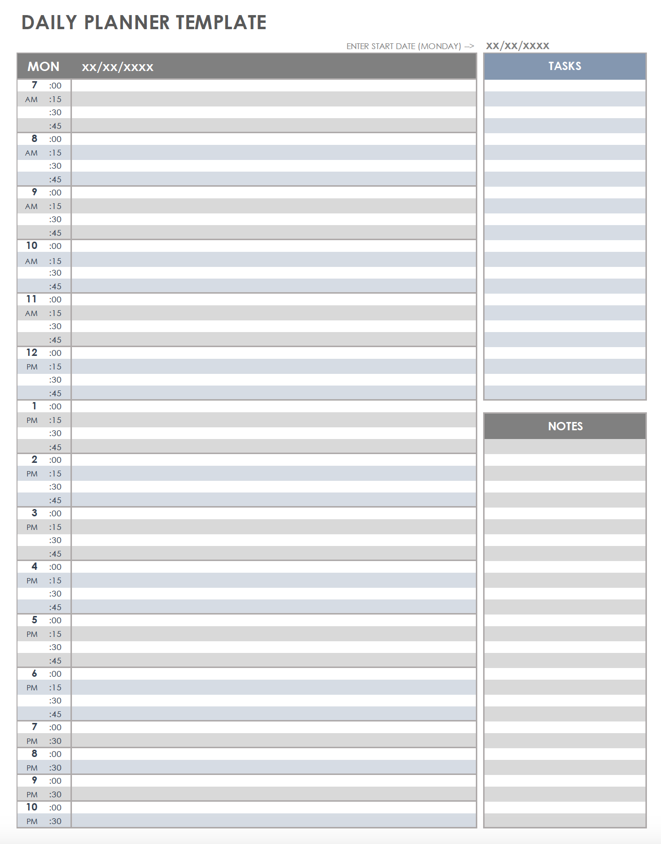 Free Printable Daily Calendar Templates Smartsheet