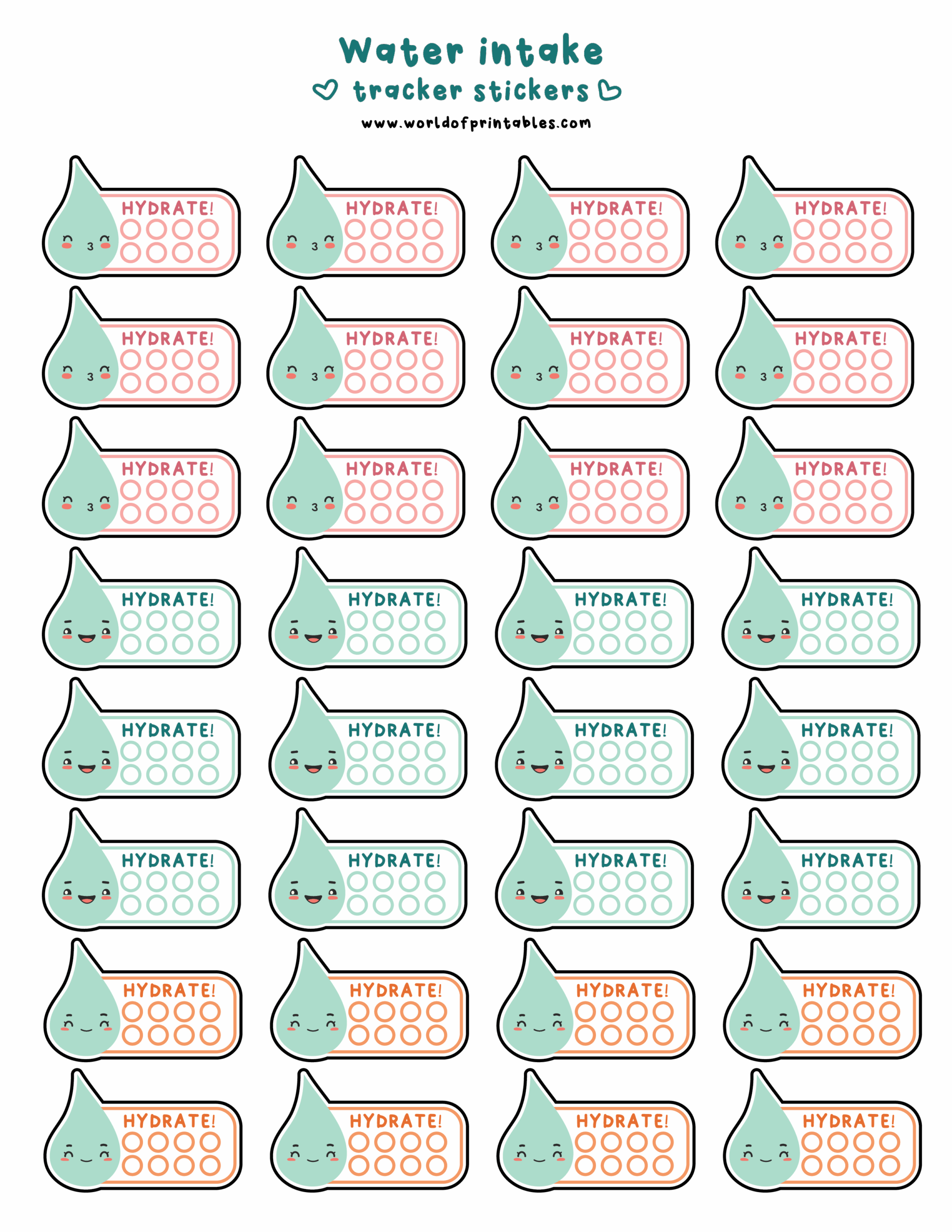 Free Printable Daily Hydrate Planner Stickers Worksheets Library Free Printable Daily Hydrate Planner Stickers Worksheets Library