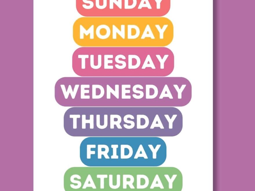FREE Printable Days Of The Week Poster