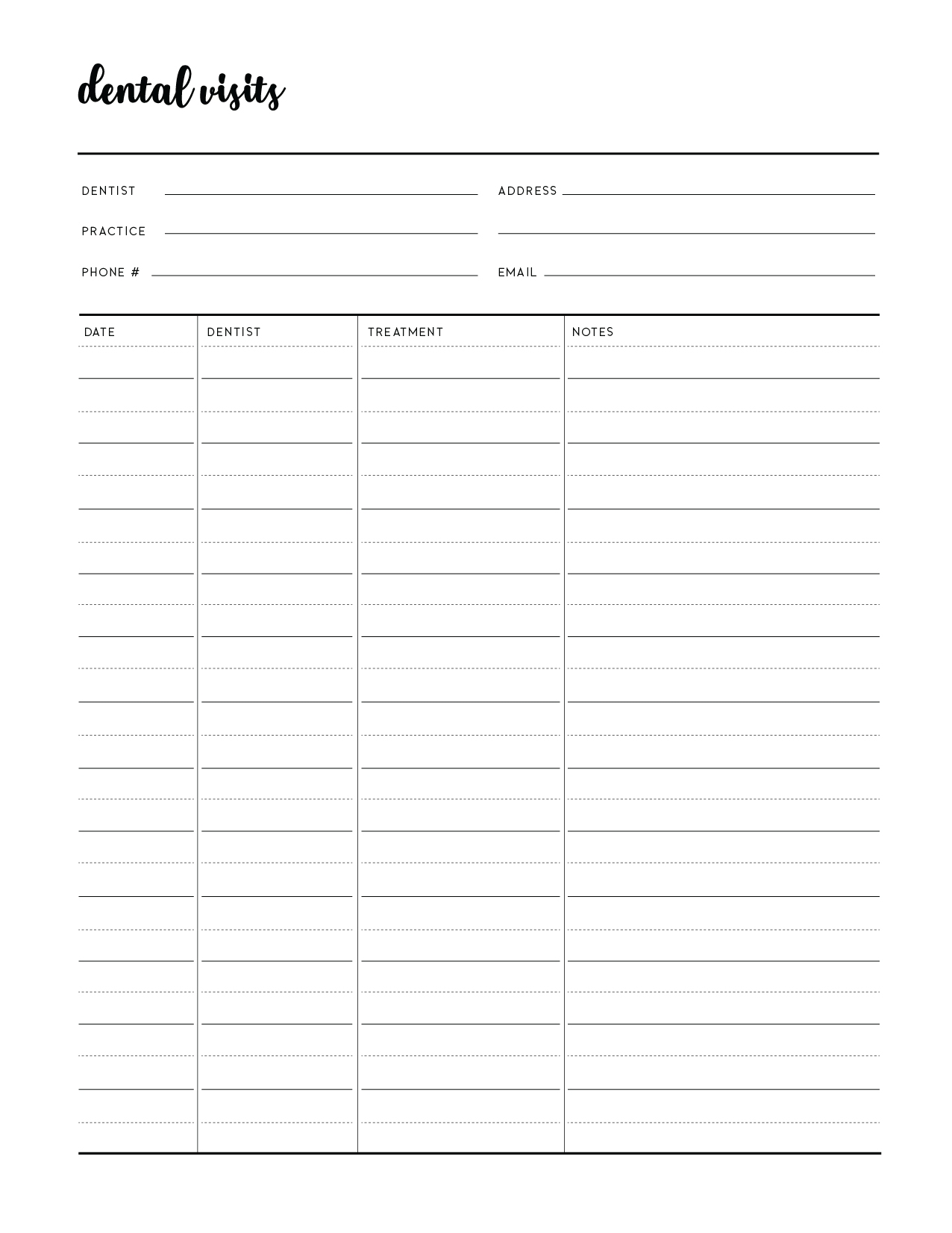 Free Printable Dental Record Keeping Template World Of Printables Free Printable Dental Record Keeping Template World Of Printables